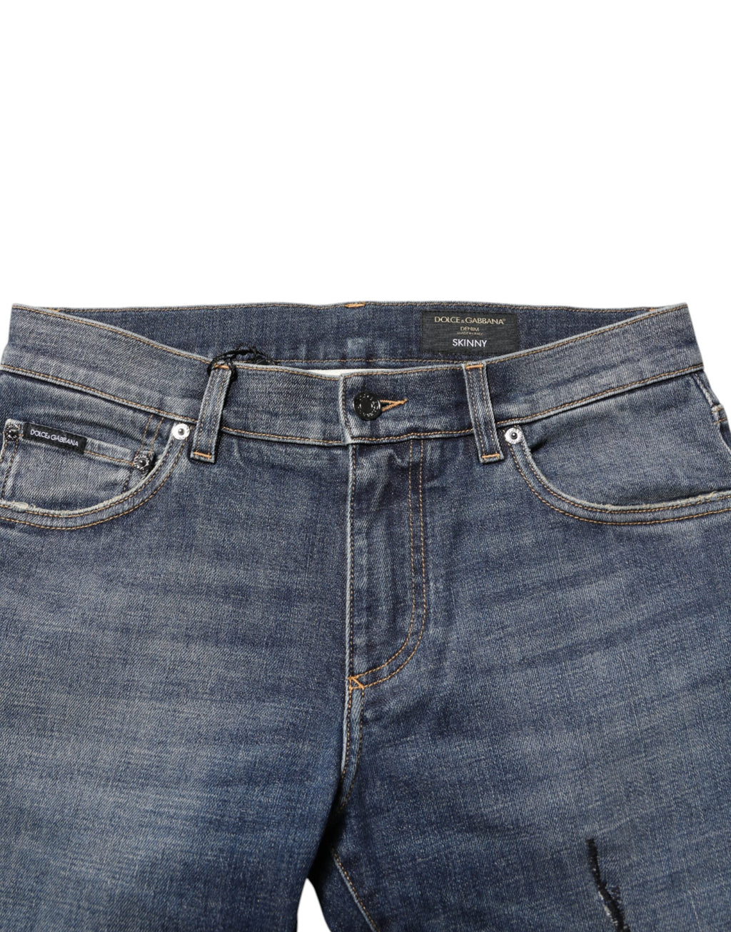Dolce & Gabbana Jean Homme Skinny en Coton Délavé Bleu