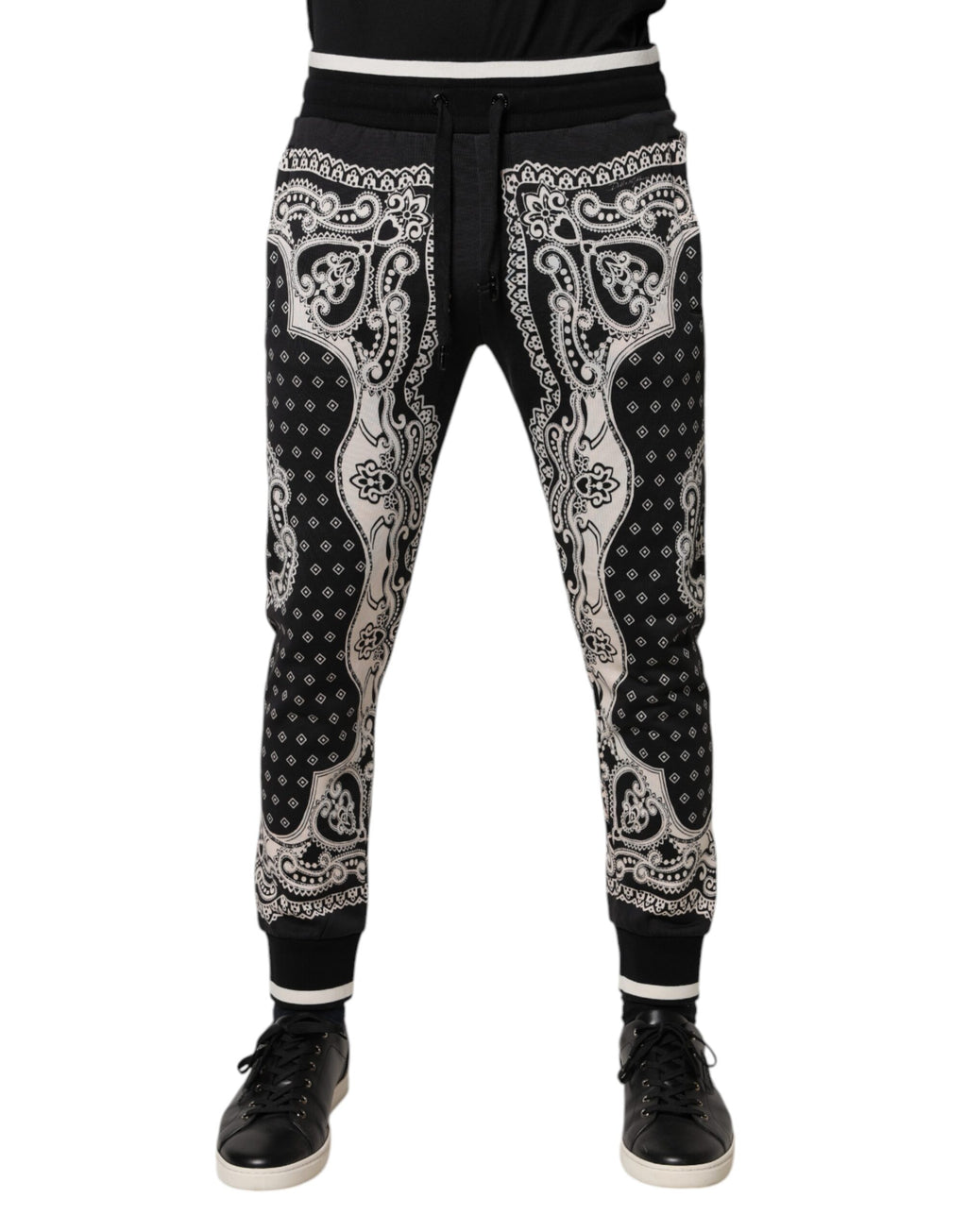 Pantalon de survêtement jogger Dolce & Gabbana en coton noir avec bandana