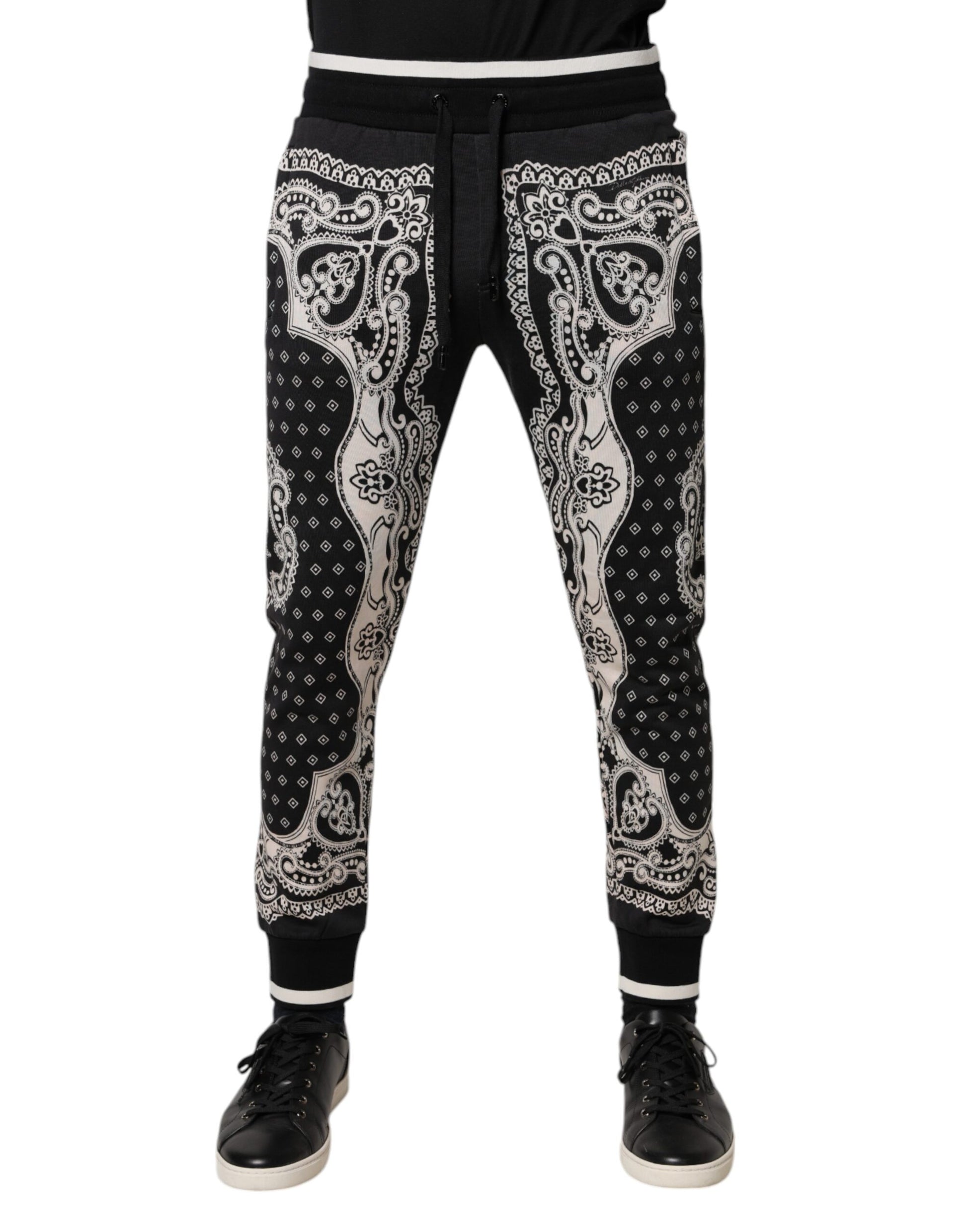 Pantalon de survêtement jogger Dolce & Gabbana en coton noir avec bandana