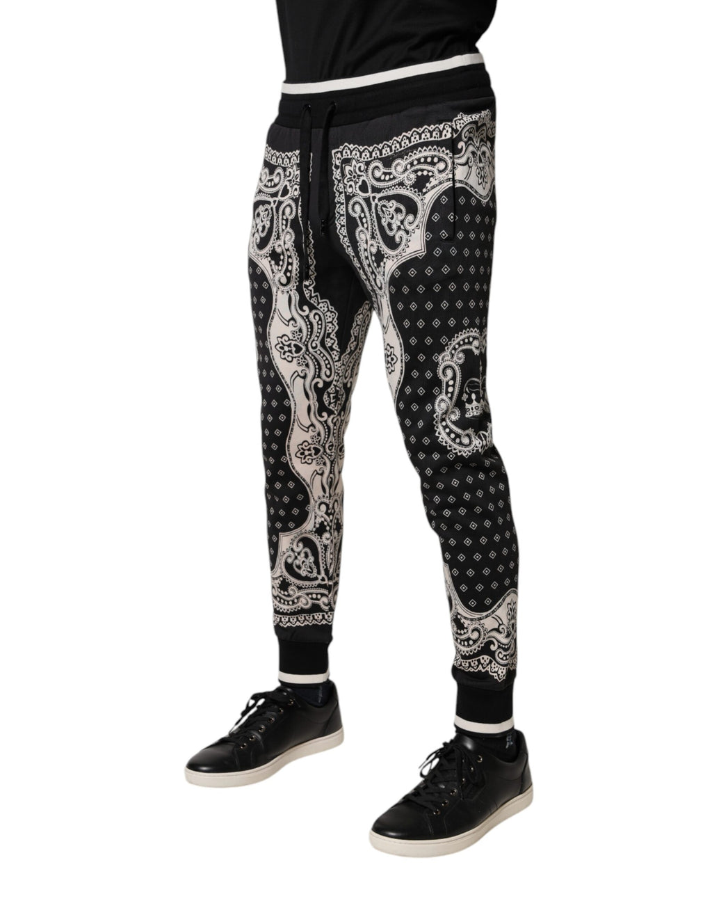 Pantalon de survêtement jogger Dolce & Gabbana en coton noir avec bandana