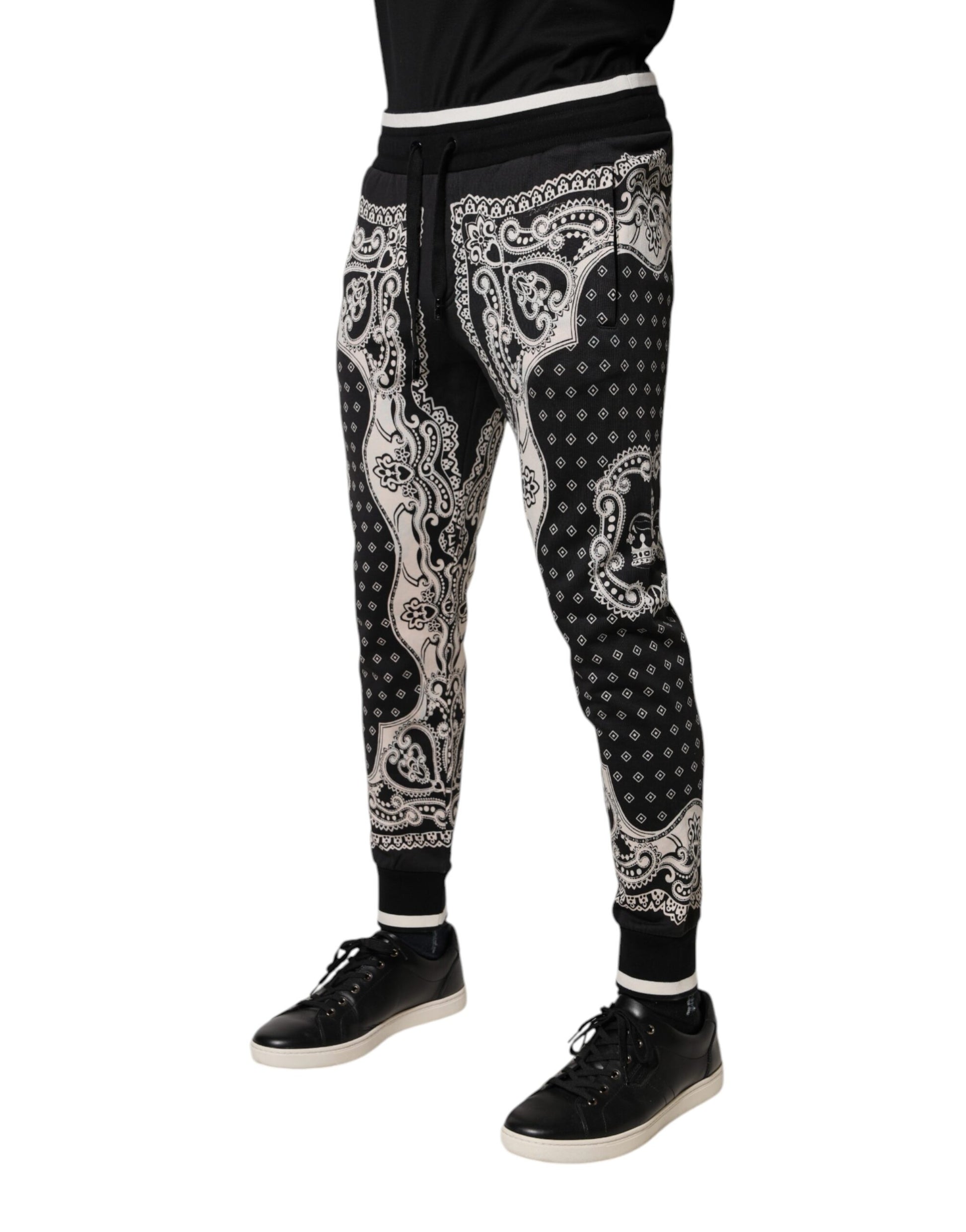 Pantalon de survêtement jogger Dolce & Gabbana en coton noir avec bandana