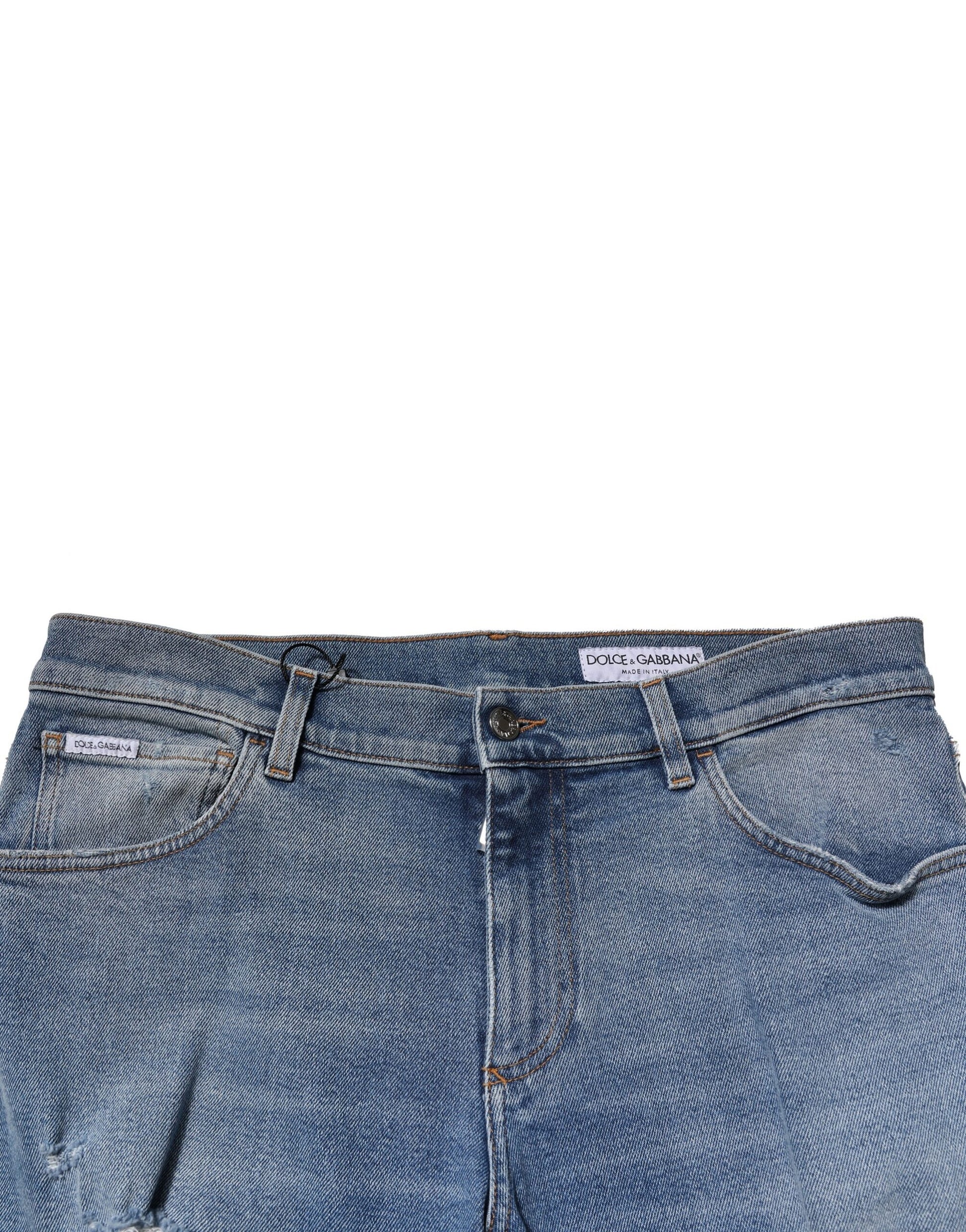 Jean slim en denim en coton vieilli bleu pour homme Dolce & Gabbana