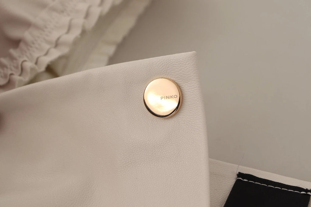 PINKO White Square Neck Button Down Crop Blouse