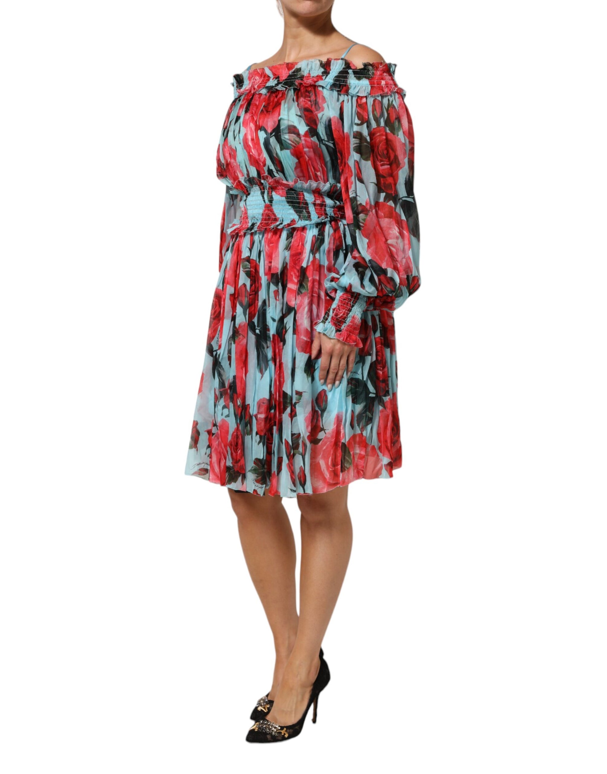 Dolce & Gabbana Multicolor Romantic Floral Silk Chiffon Dress