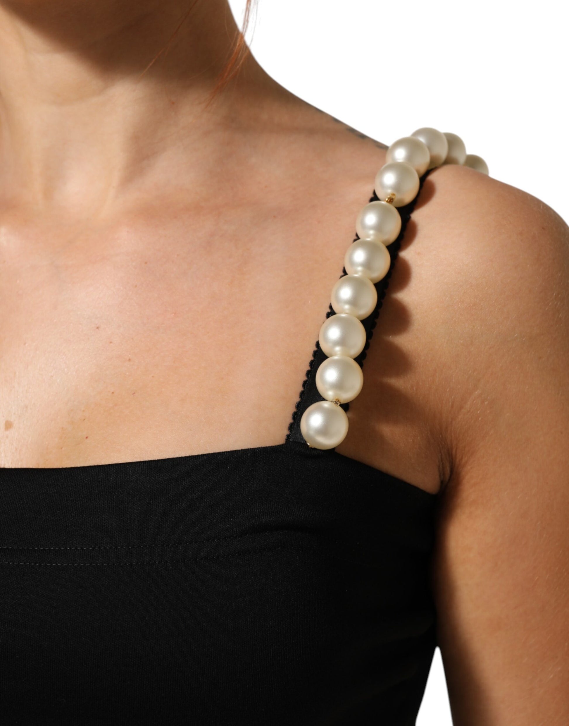 Mini-robe Dolce & Gabbana en coton noir avec fausses perles