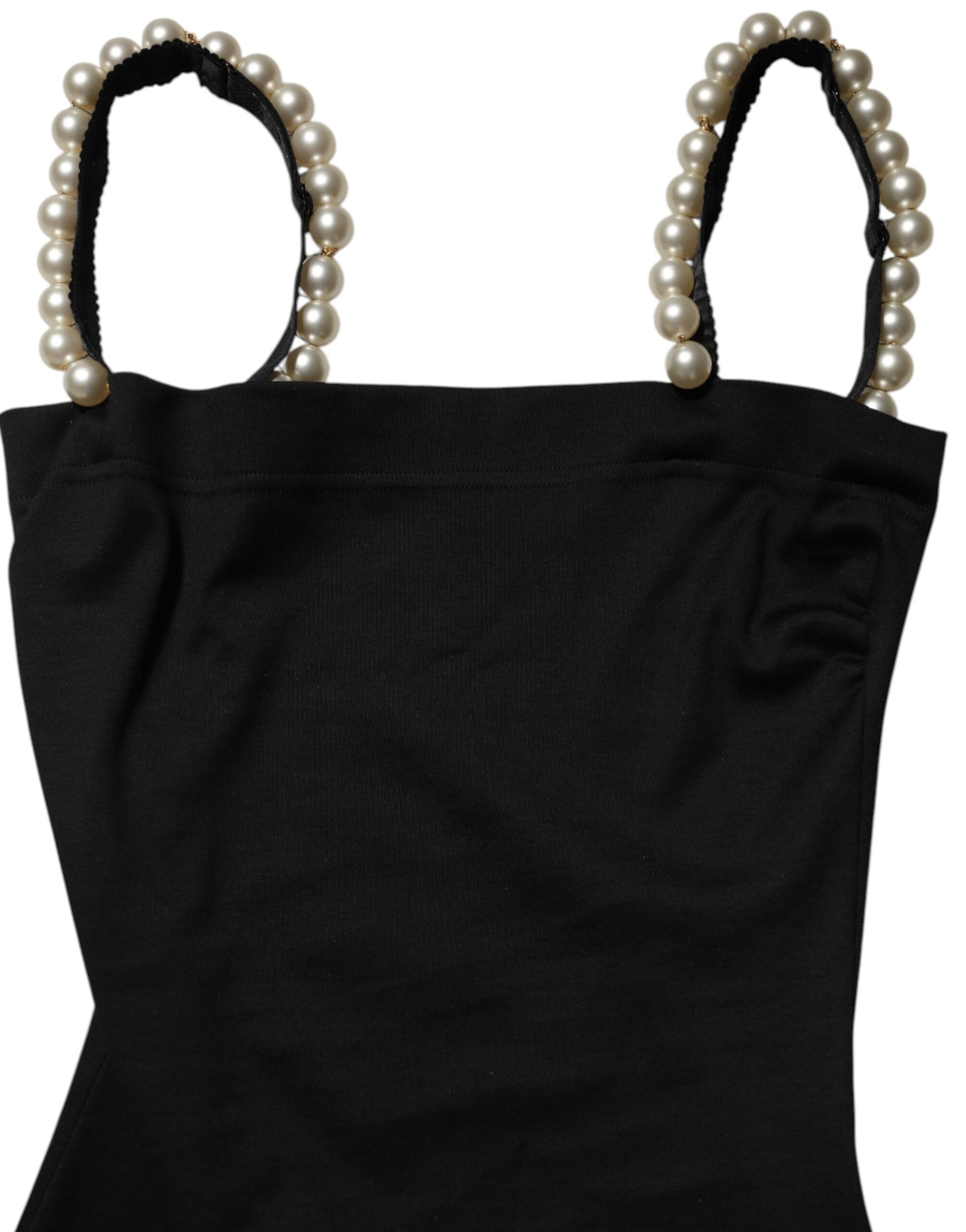 Mini-robe Dolce & Gabbana en coton noir avec fausses perles