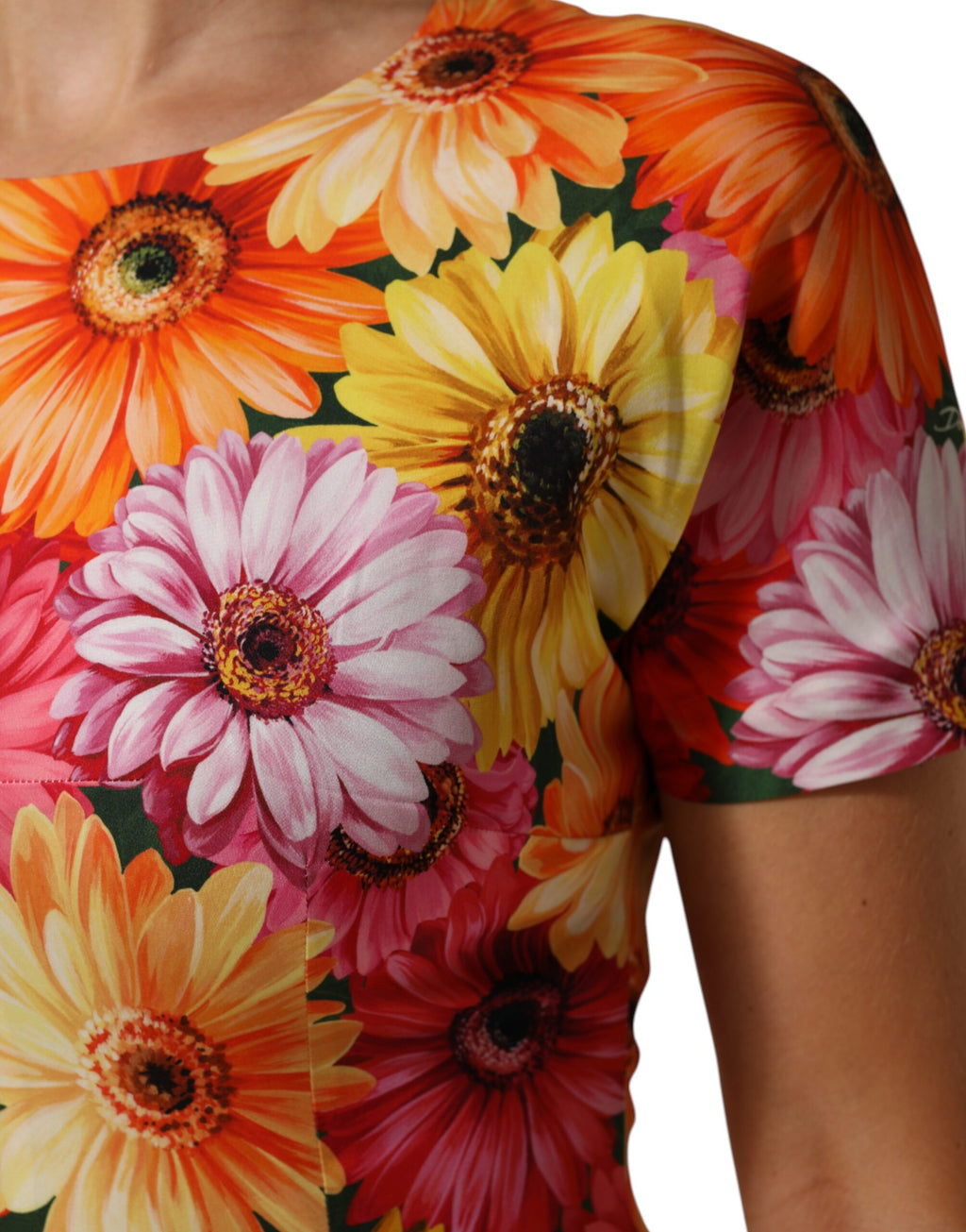 Robe fourreau midi en soie à imprimé floral multicolore Dolce & Gabbana