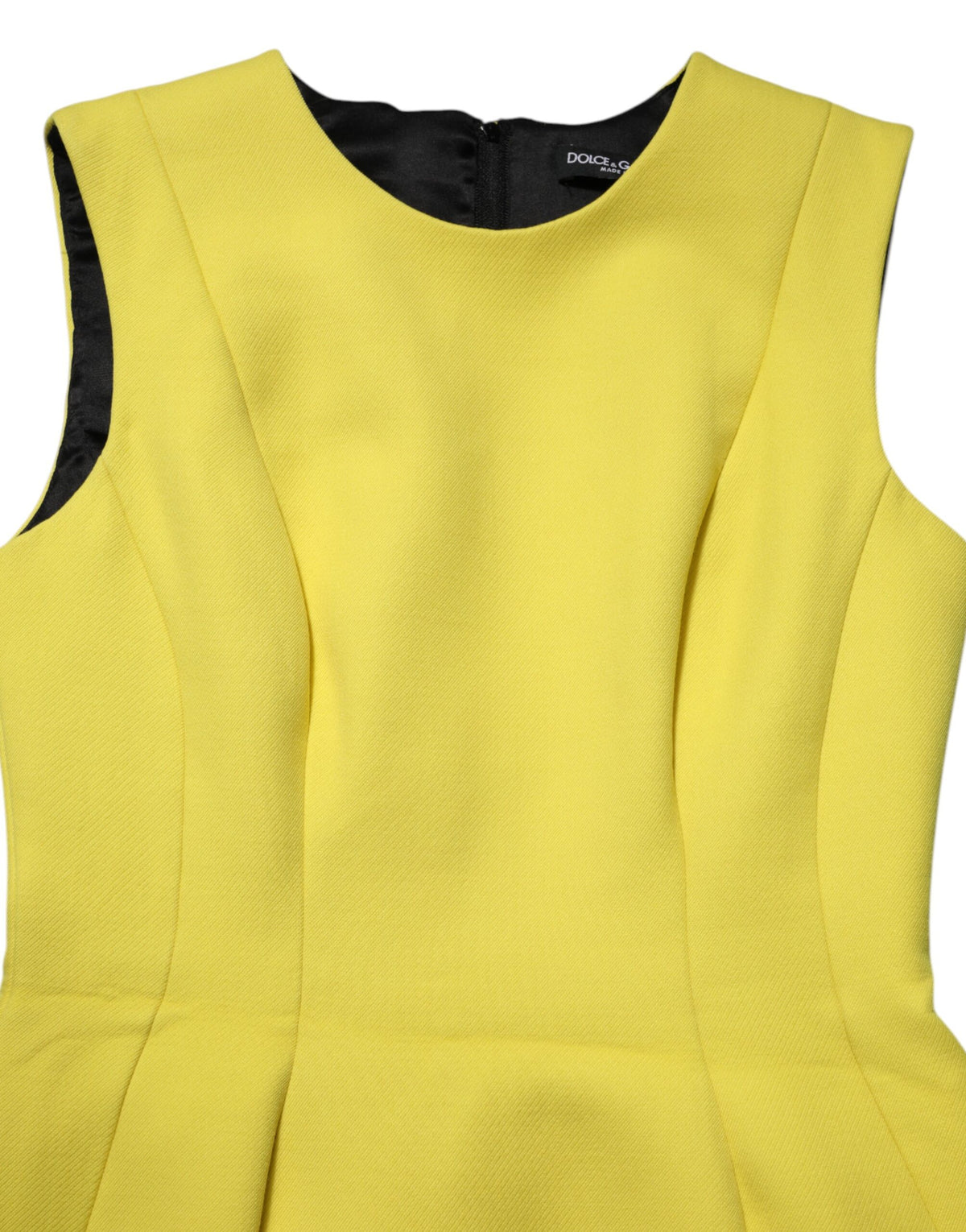 Robe Courte Sans Manches Fourreau Évasée Jaune Dolce & Gabbana
