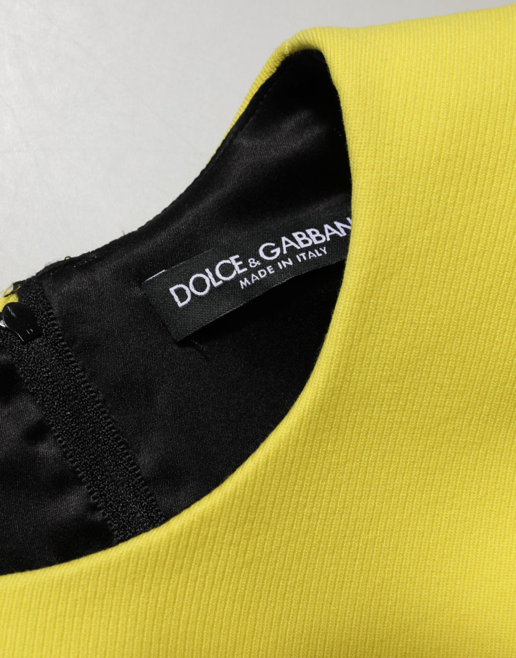 Robe Courte Sans Manches Fourreau Évasée Jaune Dolce & Gabbana
