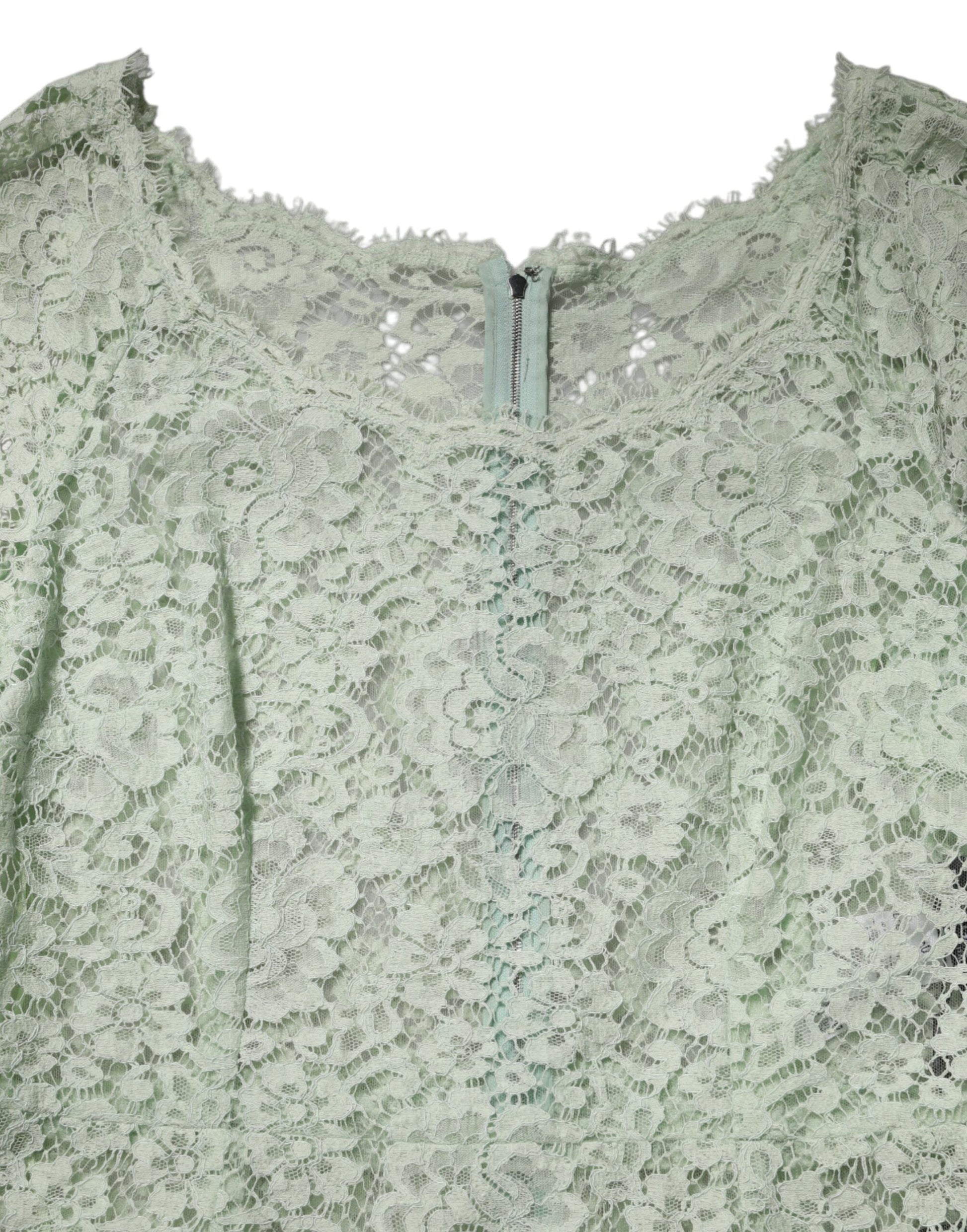 Robe midi Dolce & Gabbana vert menthe en dentelle florale