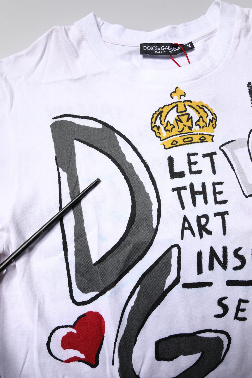 Dolce & Gabbana White Graphic Crew Neck Short Sleeves T-shirt