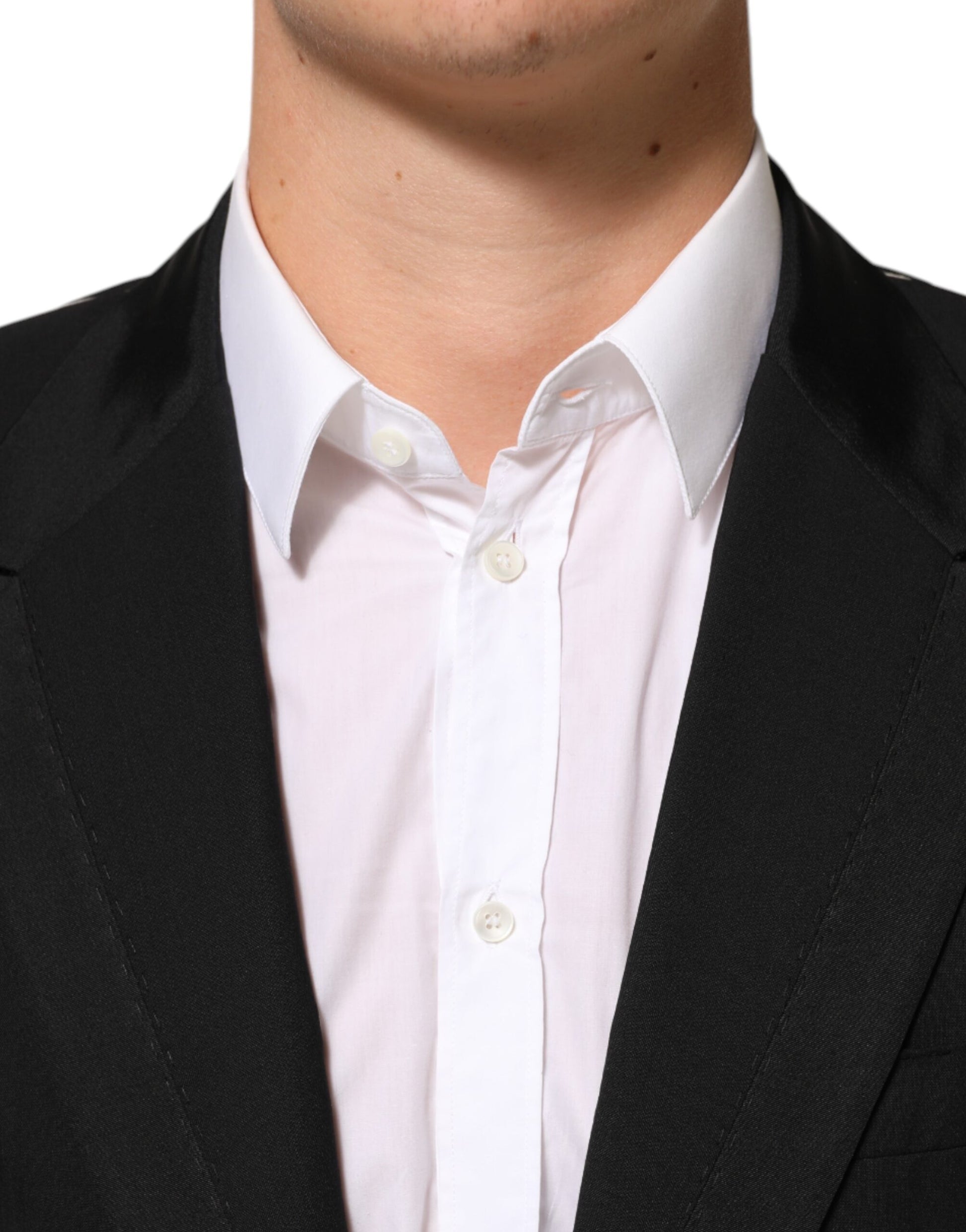 Dolce & Gabbana Black Wool 2 Buttons Suit Men Jacket Blazer