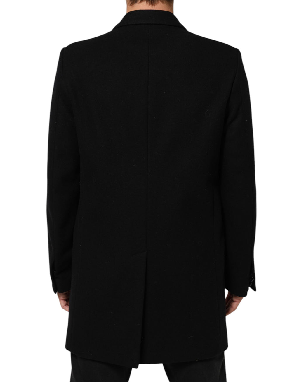 Dolce & Gabbana Black Wool Buttoned Men Trench Coat Jacket