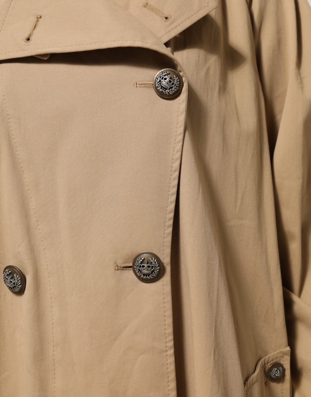 Dolce & Gabbana Khaki Double Breasted Trench Coat Jacket