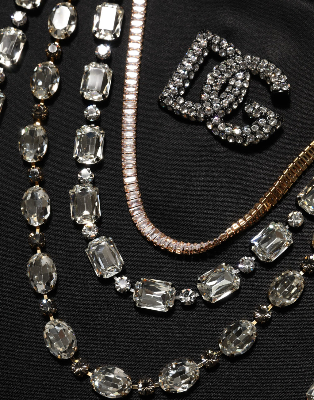 Dolce & Gabbana Black Necklace Crystal DG Logo Sweatshirt Sweater