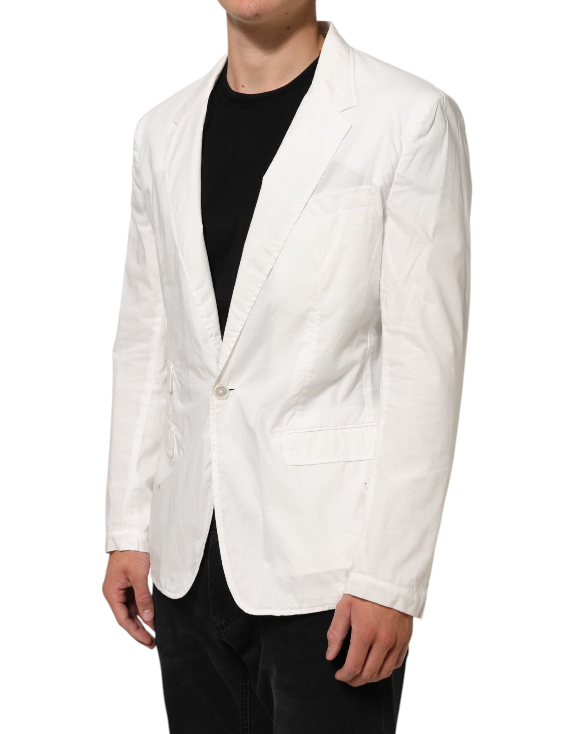 Dolce & Gabbana Blazer de costume homme en coton blanc à 1 bouton