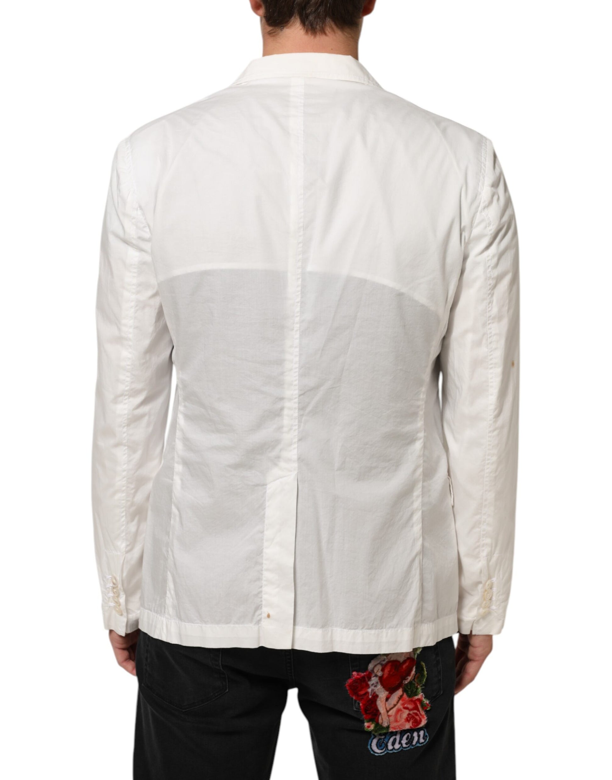 Dolce & Gabbana Blazer de costume homme en coton blanc à 1 bouton