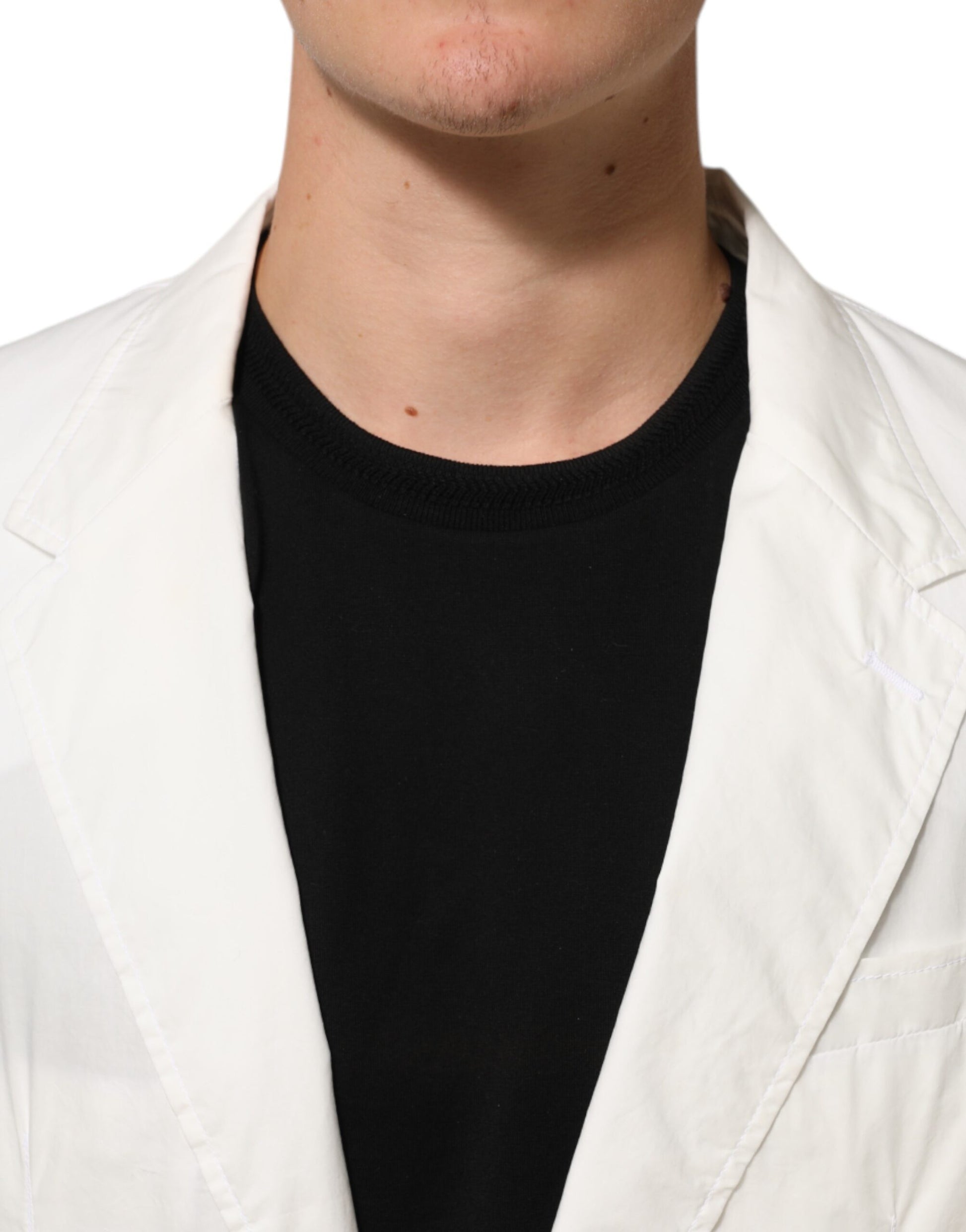 Dolce & Gabbana Blazer de costume homme en coton blanc à 1 bouton