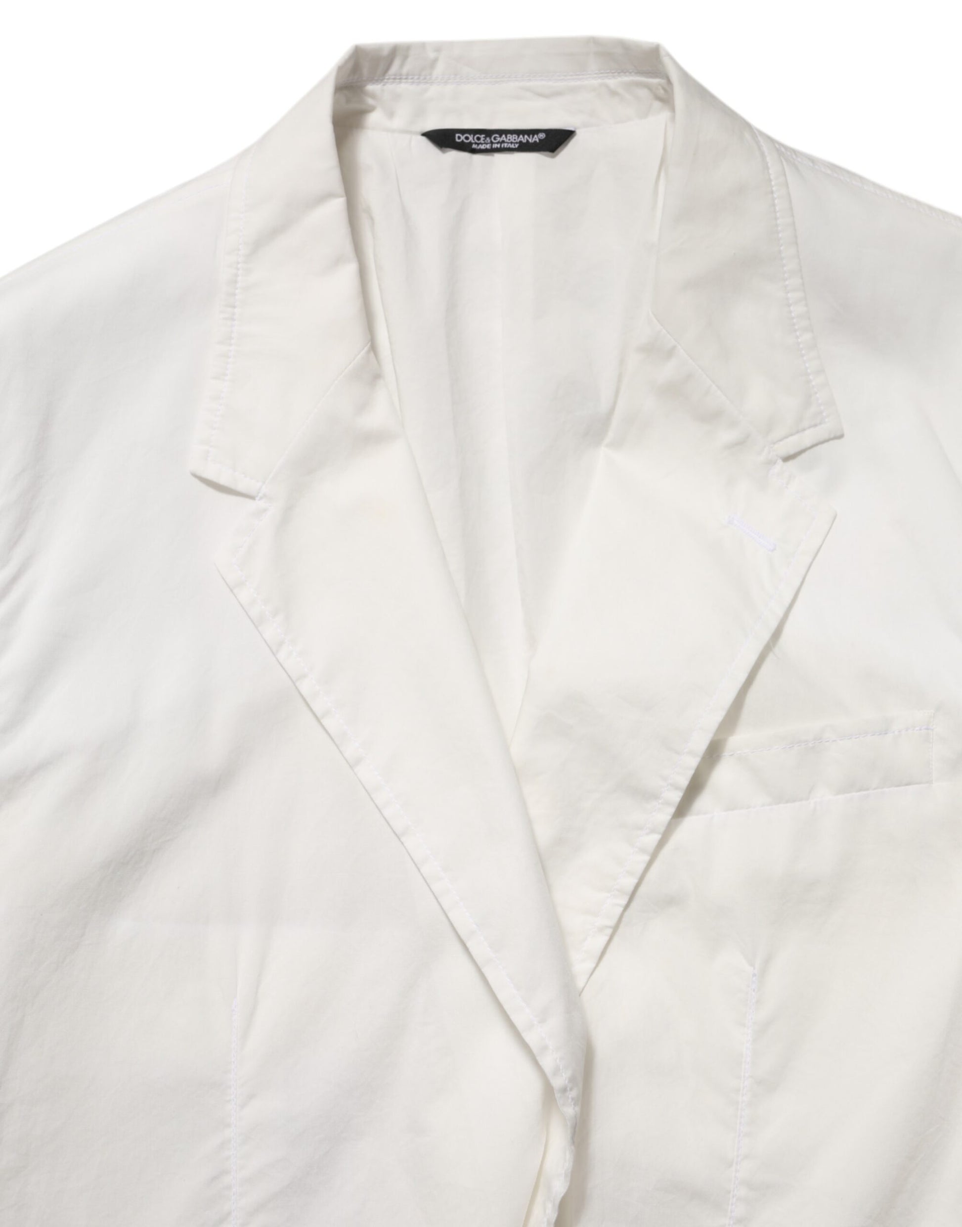 Dolce & Gabbana Blazer de costume homme en coton blanc à 1 bouton