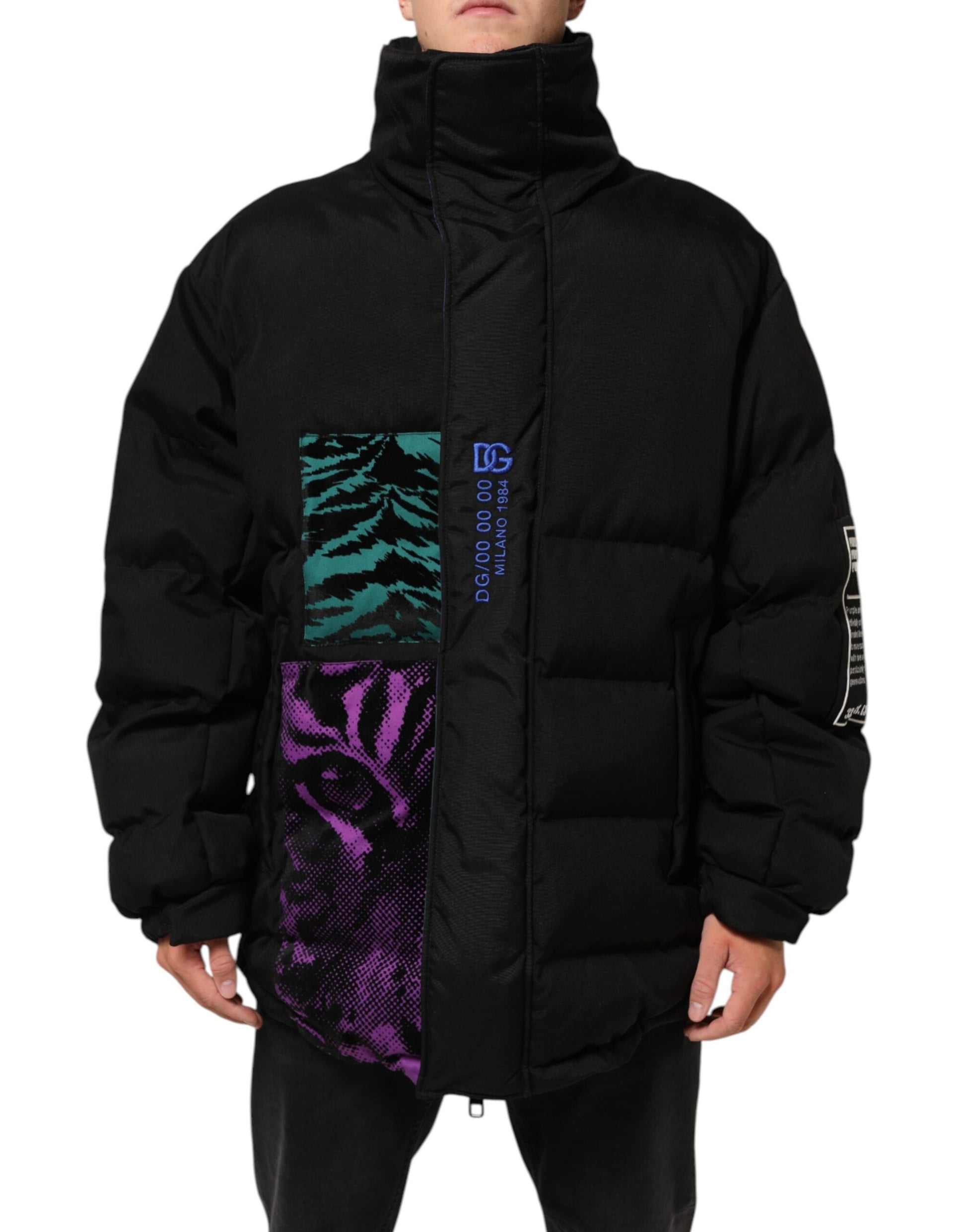 Veste matelassée zippée noire pour homme Dolce & Gabbana en nylon