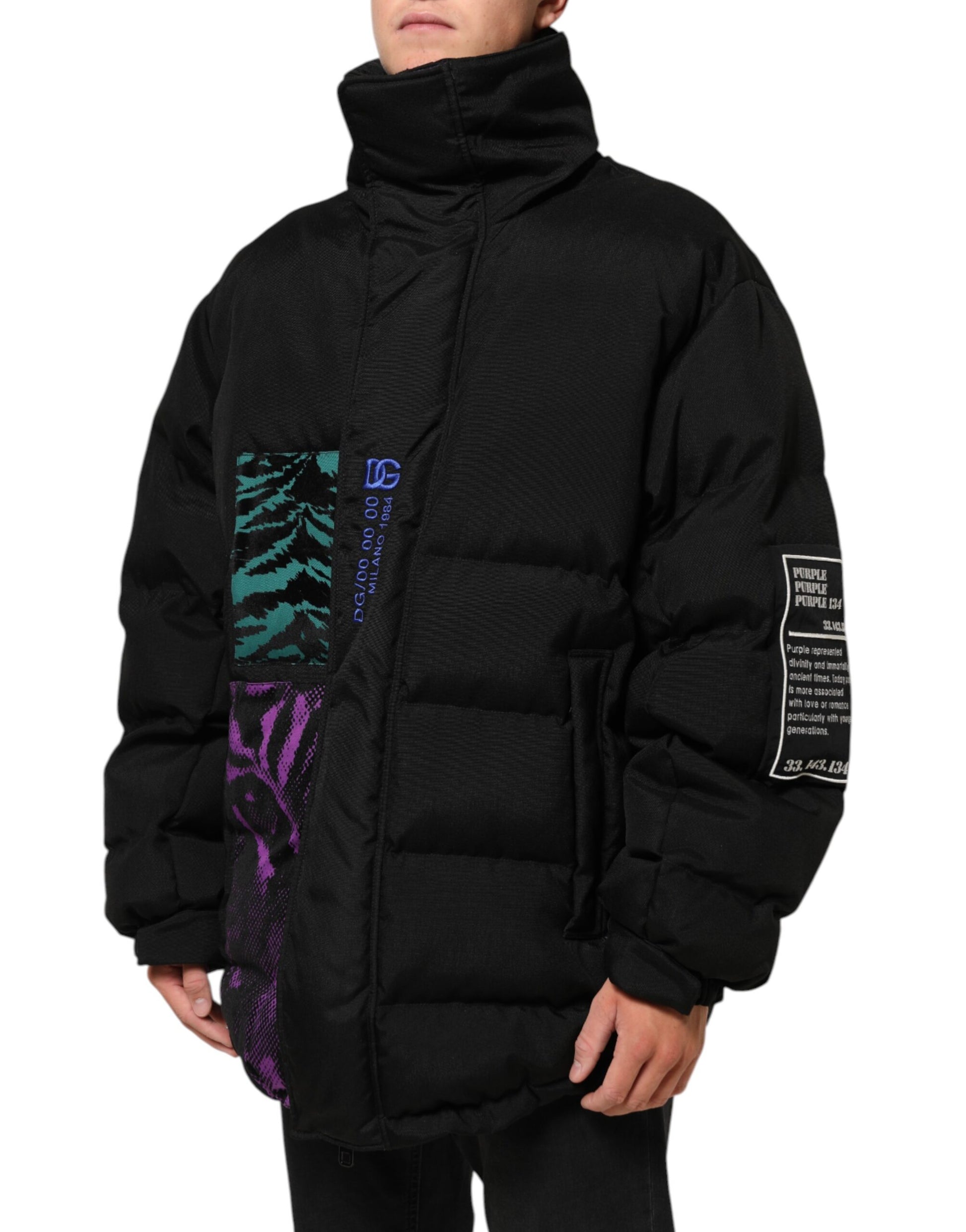 Veste matelassée zippée noire pour homme Dolce & Gabbana en nylon