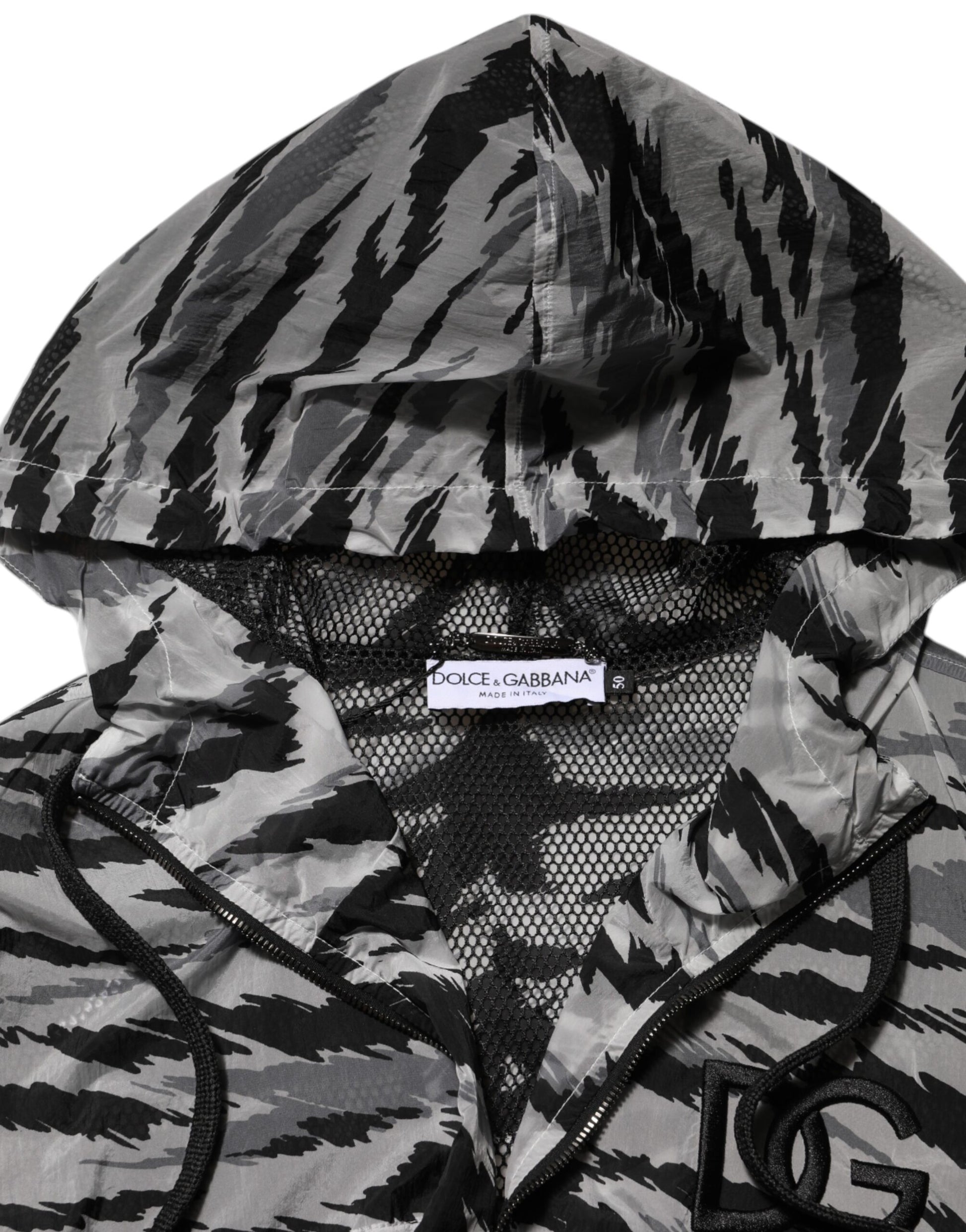 Dolce & Gabbana Gray Camouflage Hooded Sweatshirt Jacket