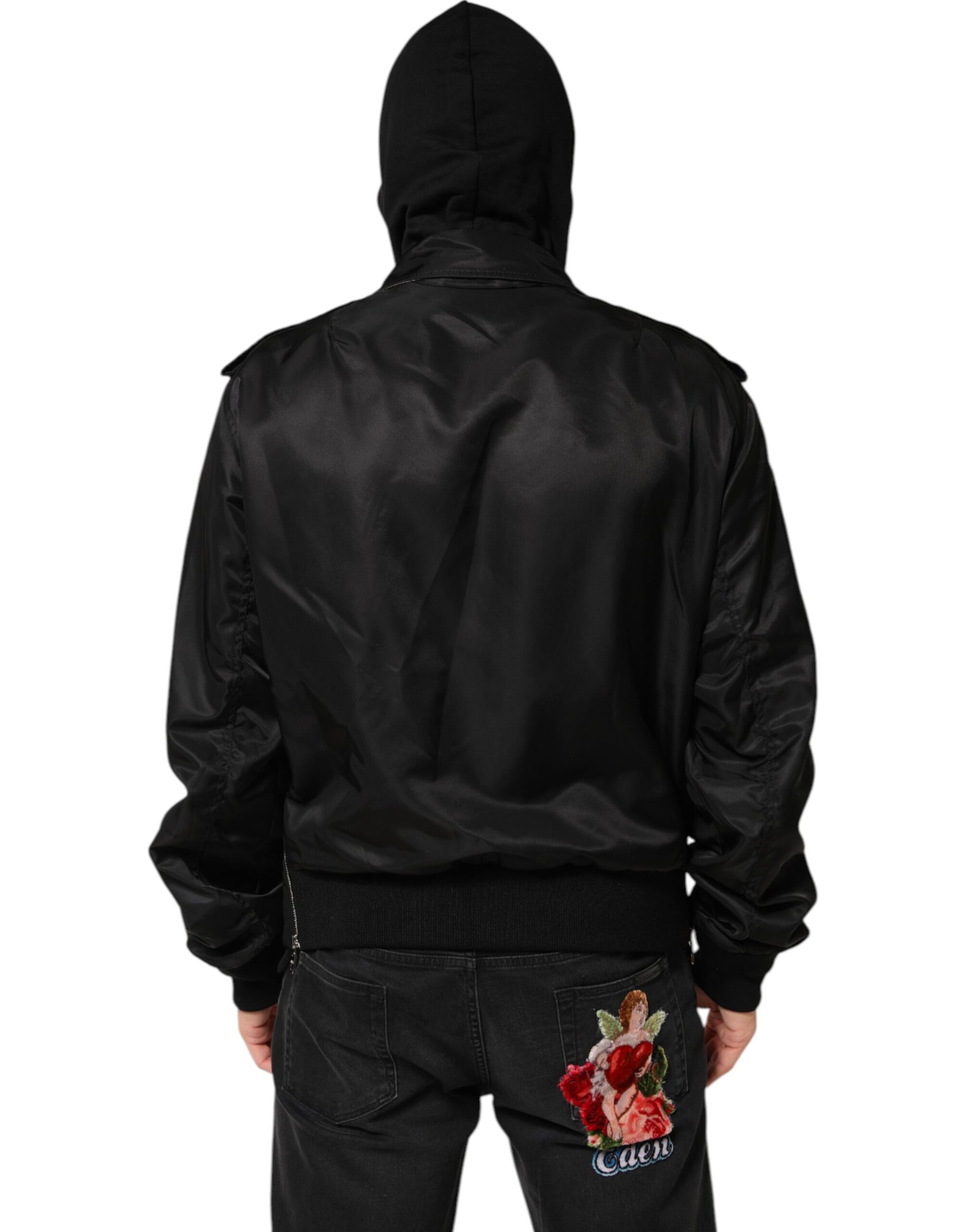 Blouson Bomber Dolce & Gabbana Noir en Coton à Capuche Zippé