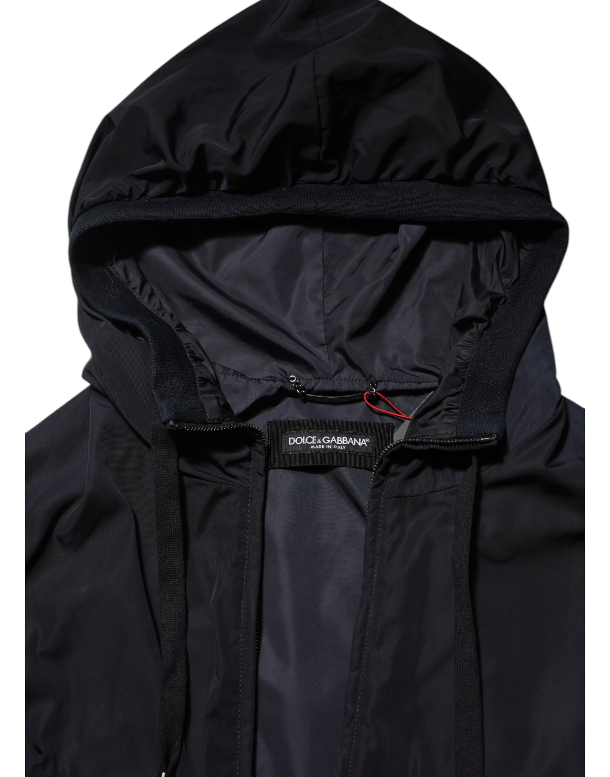 Bomber zippé à capuche Dolce & Gabbana avec bande logo bleue