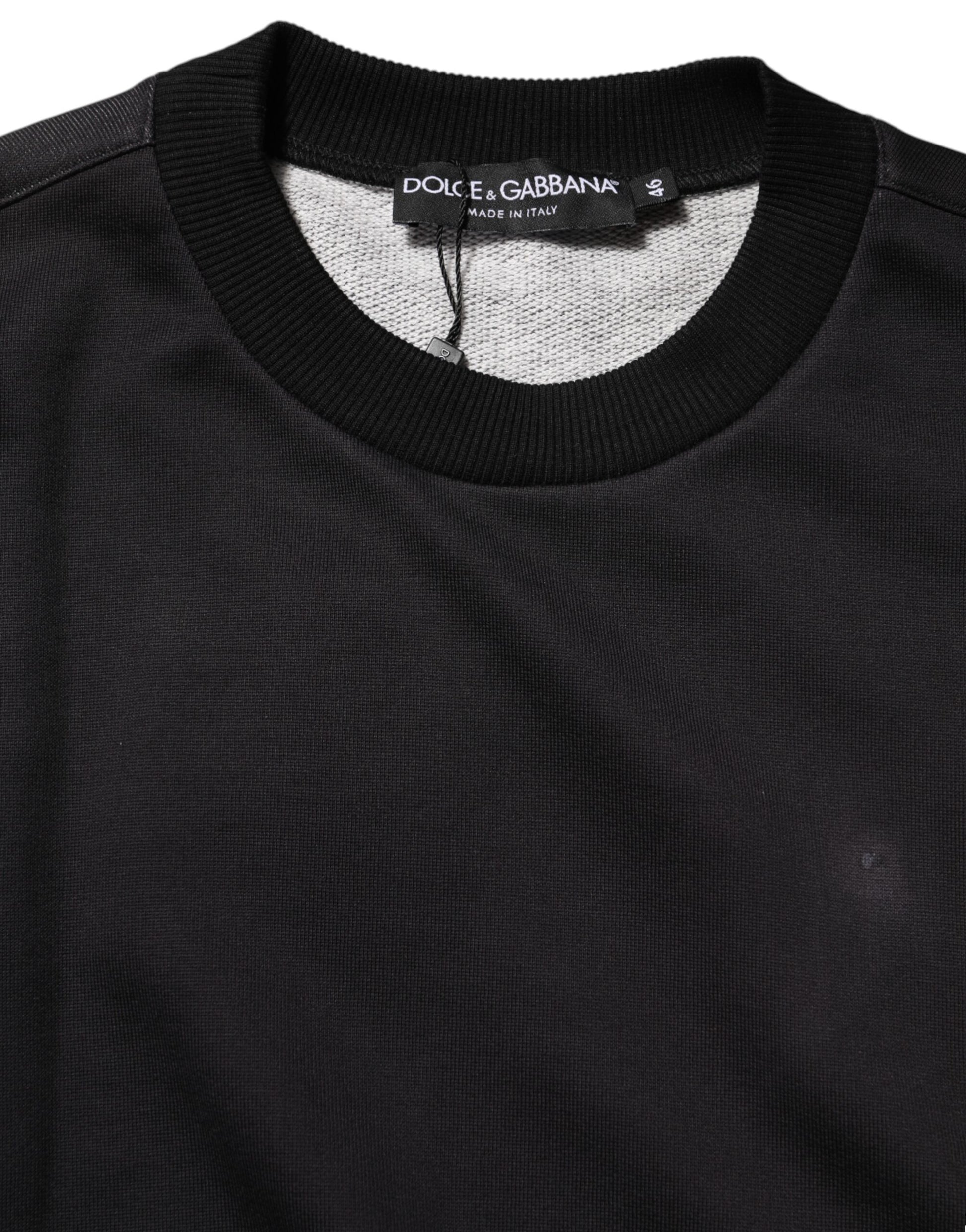 Dolce & Gabbana Black Logo Crew Neck Men Sweatshirt Sweater