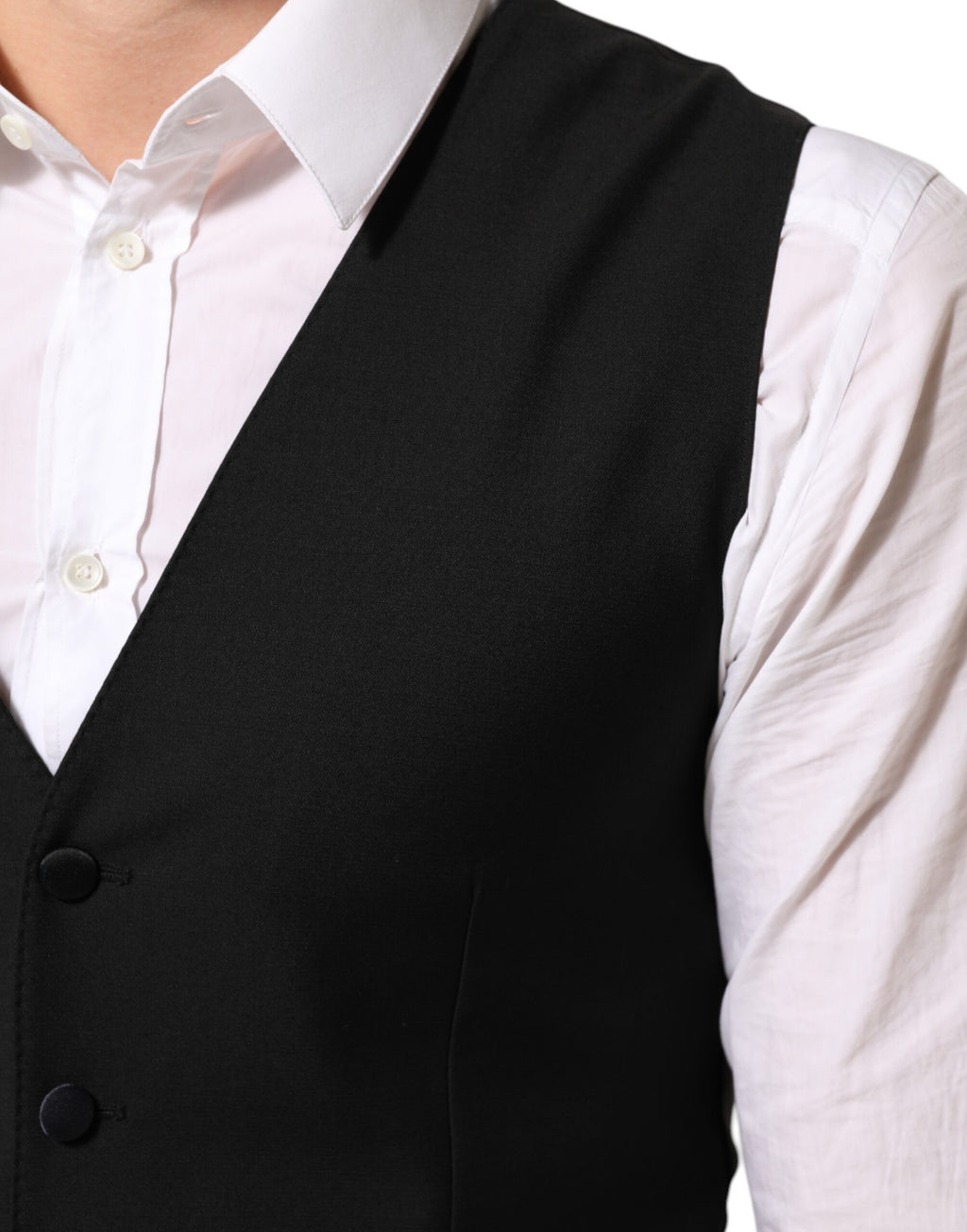 Dolce & Gabbana Black Wool Dress Formal Men Waistcoat Vest