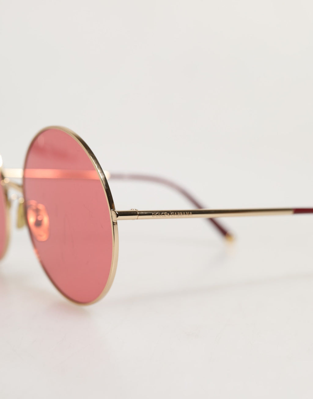 Lunettes de soleil rondes en métal rose doré Dolce & Gabbana