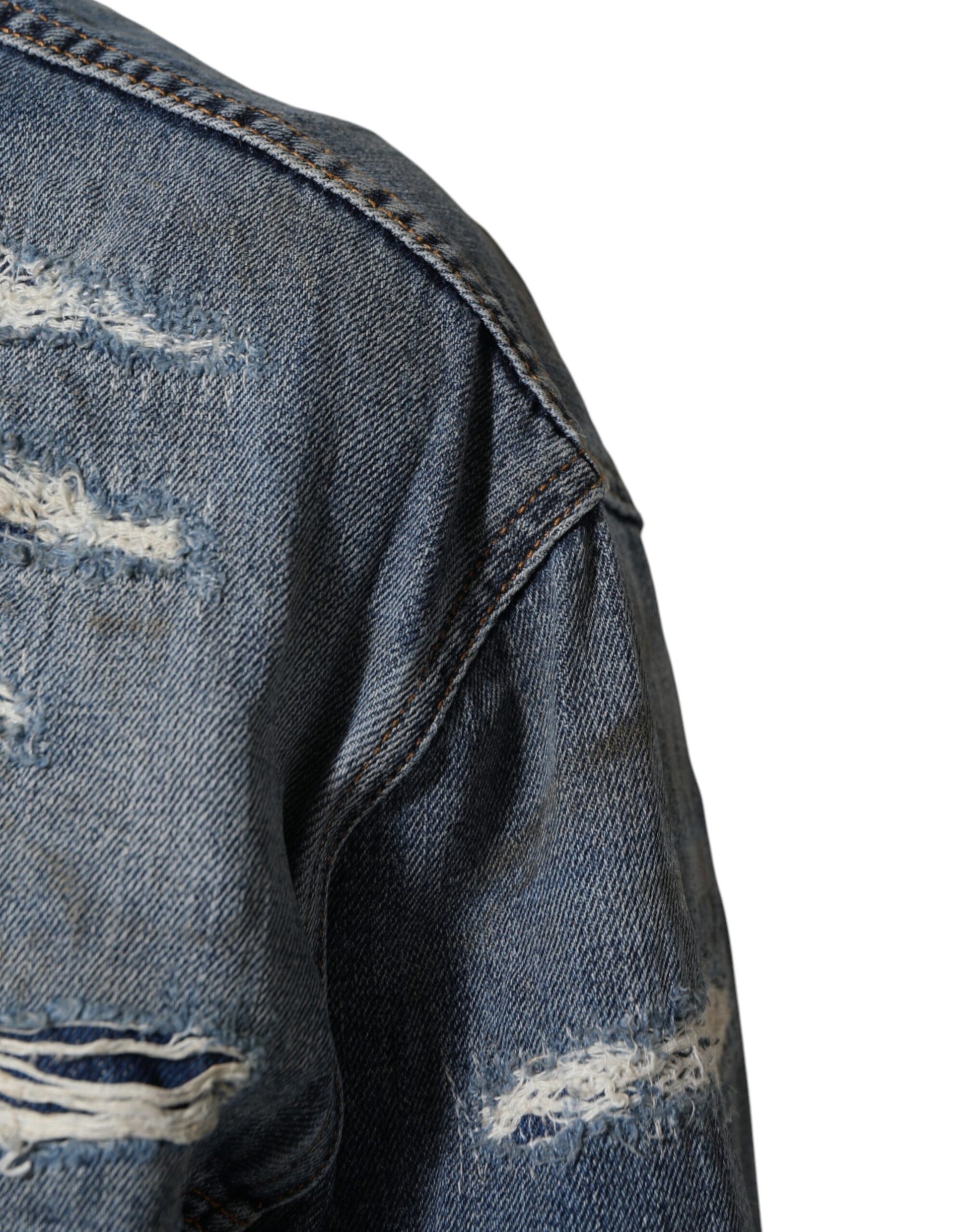 Blouson en jean déchiré en coton bleu Dolce & Gabbana