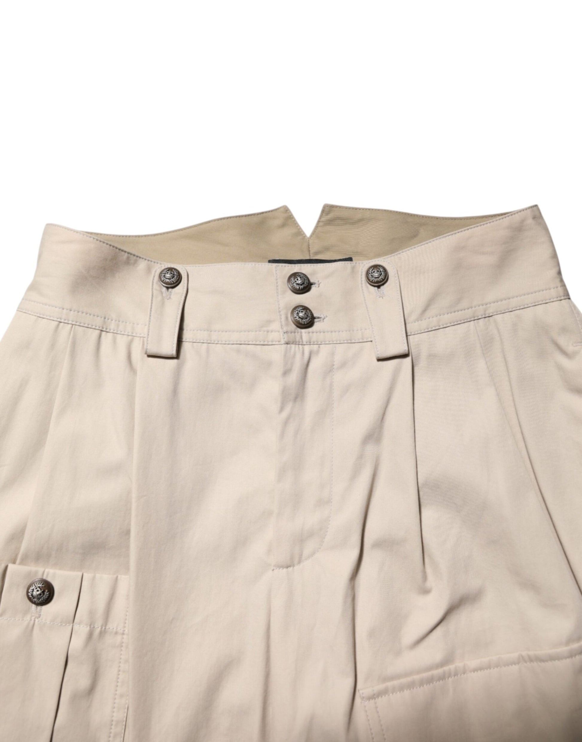 Dolce & Gabbana Beige Cotton Tapered Cargo Men Trouser Pants