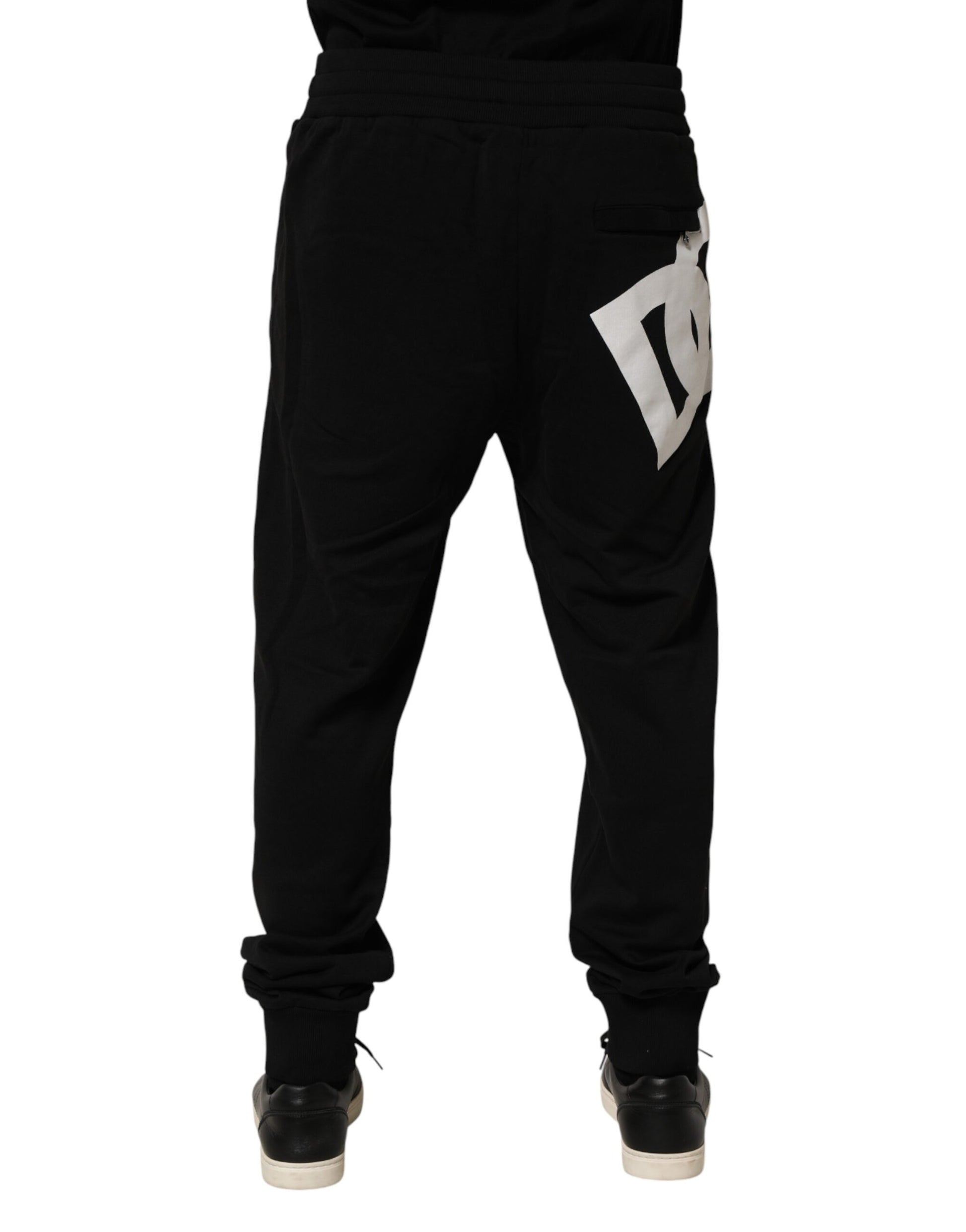 Pantalon de survêtement en coton noir avec logo DG Dolce & Gabbana