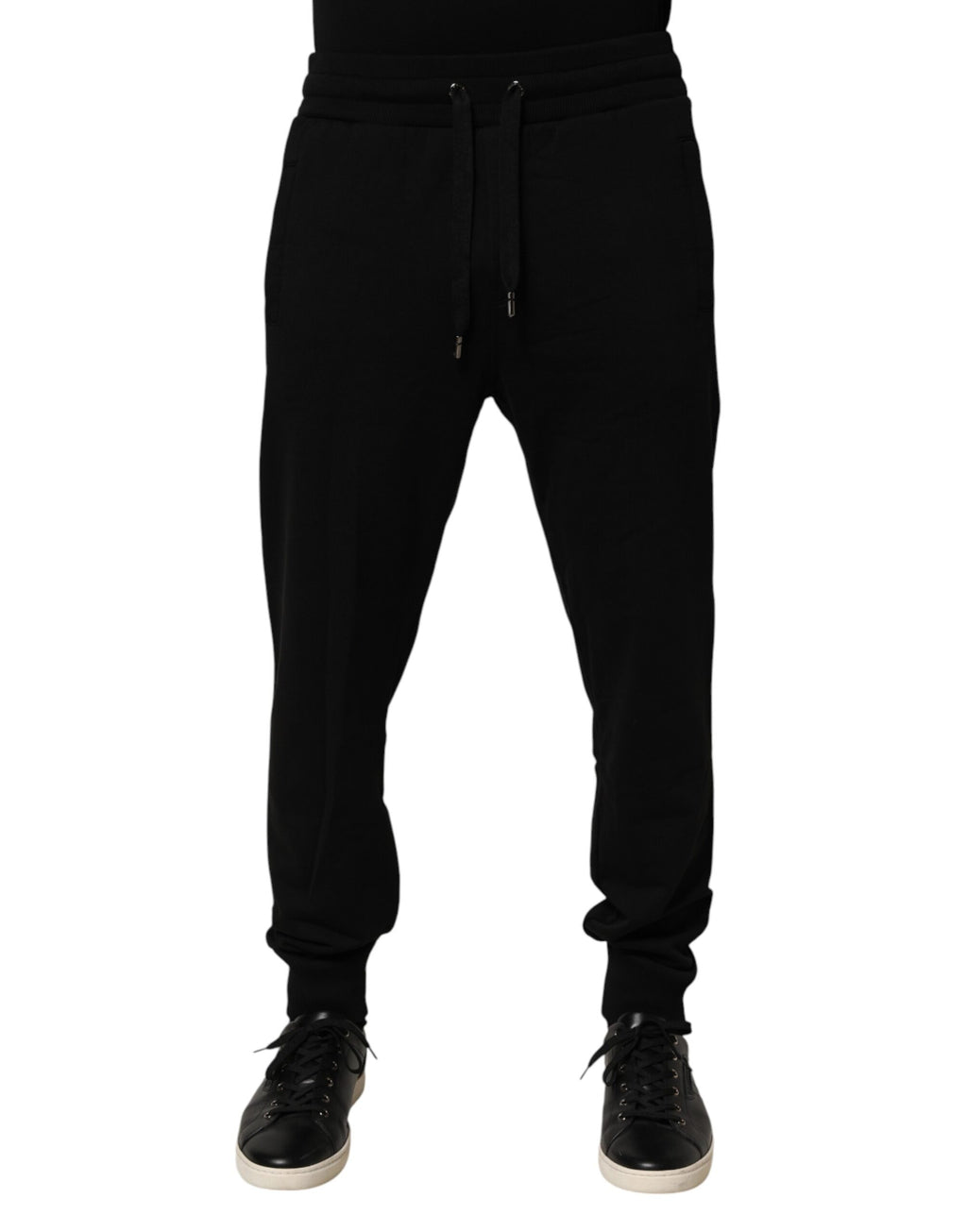 Pantalon de survêtement en coton noir avec logo DG Dolce & Gabbana