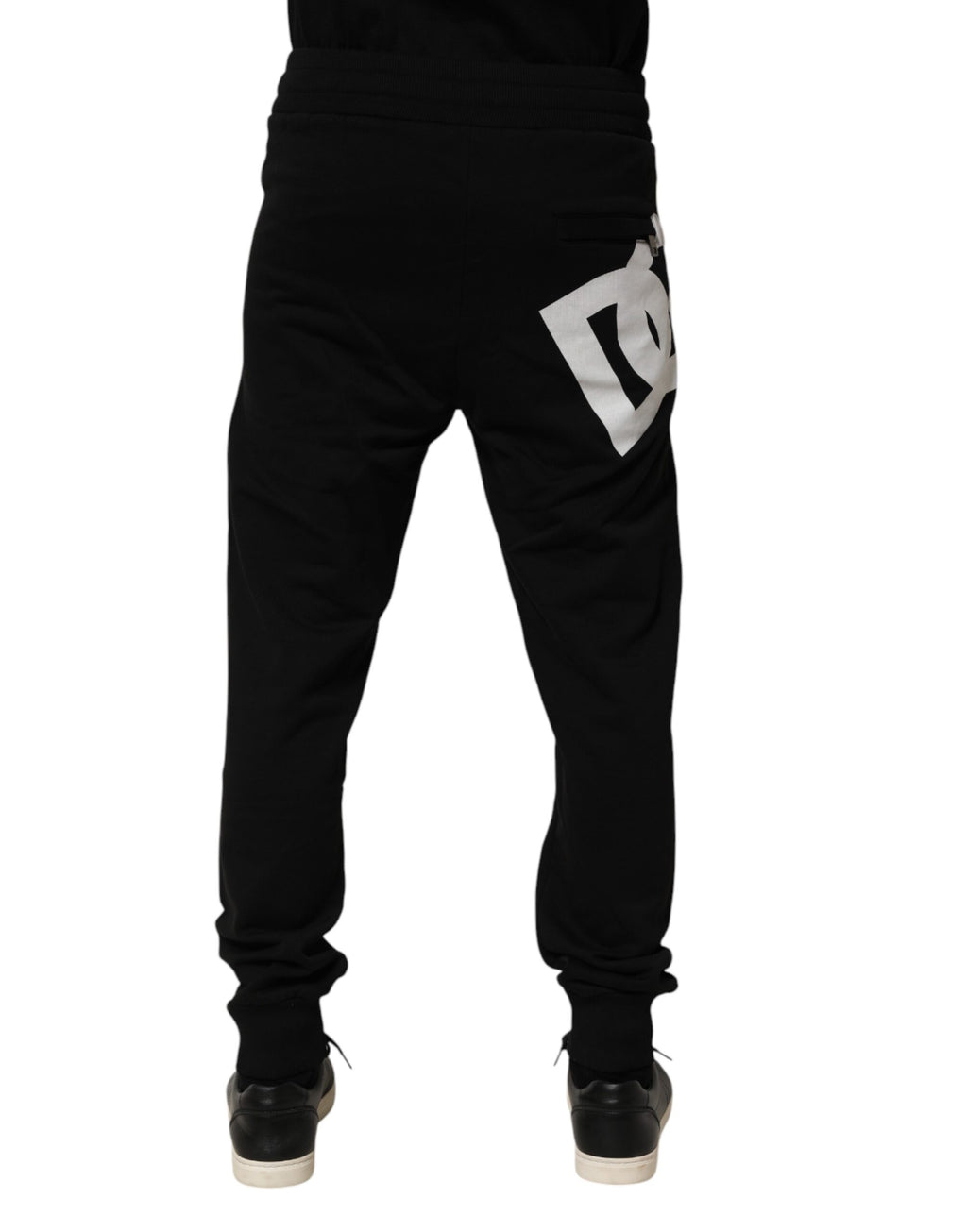 Pantalon de survêtement en coton noir avec logo DG Dolce & Gabbana