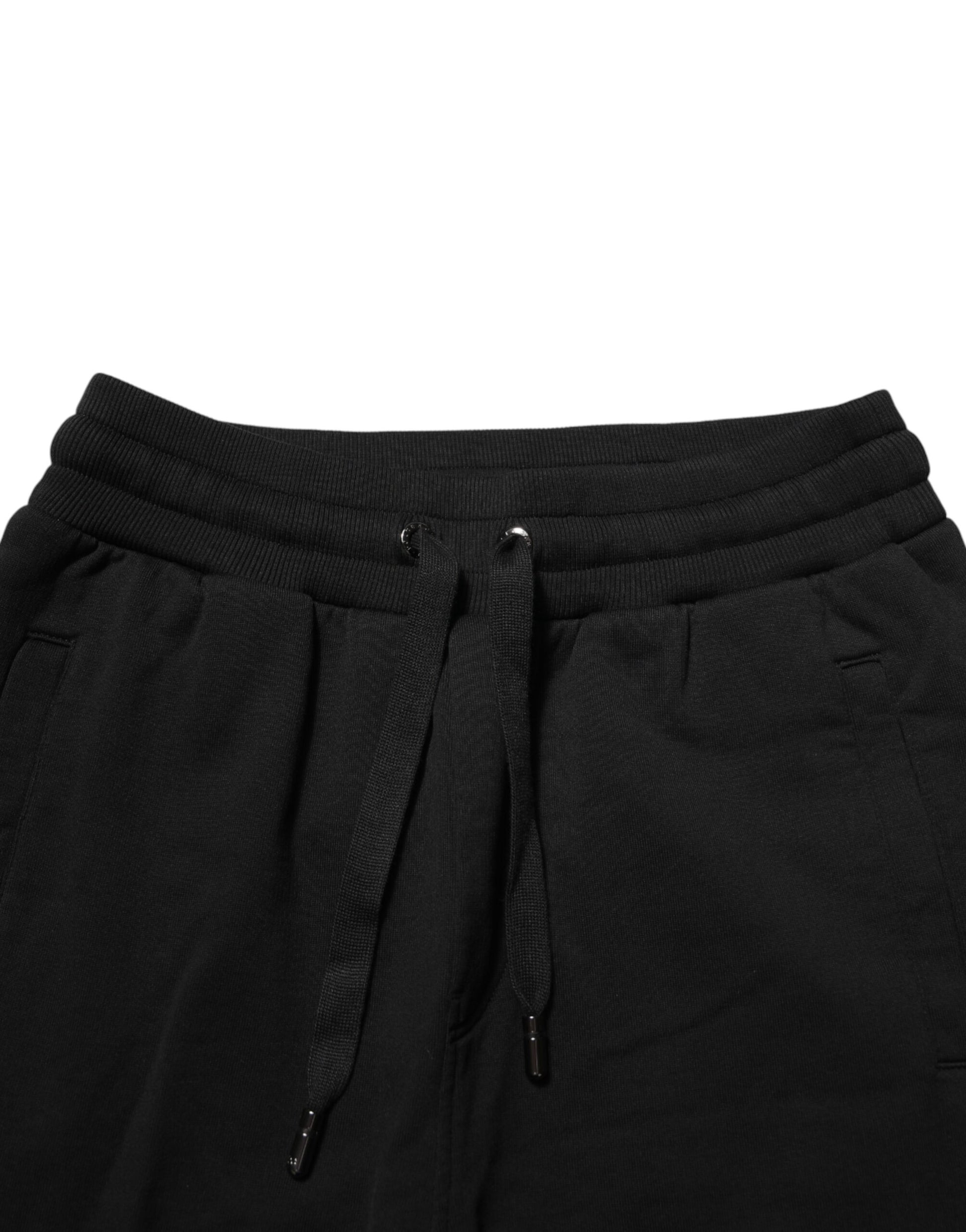 Pantalon de survêtement en coton noir avec logo DG Dolce & Gabbana