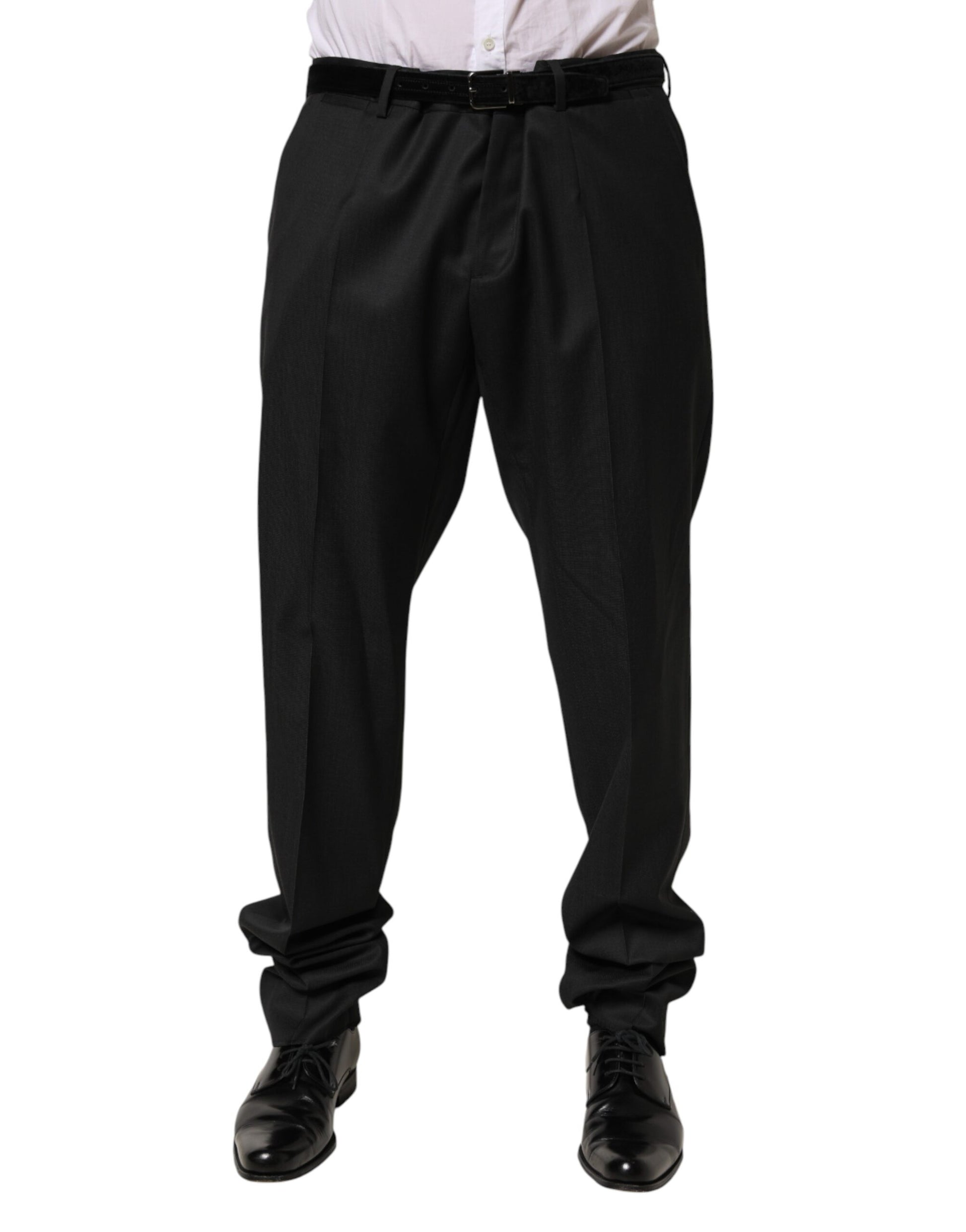 Pantalon de costume habillé noir en laine Dolce & Gabbana pour homme