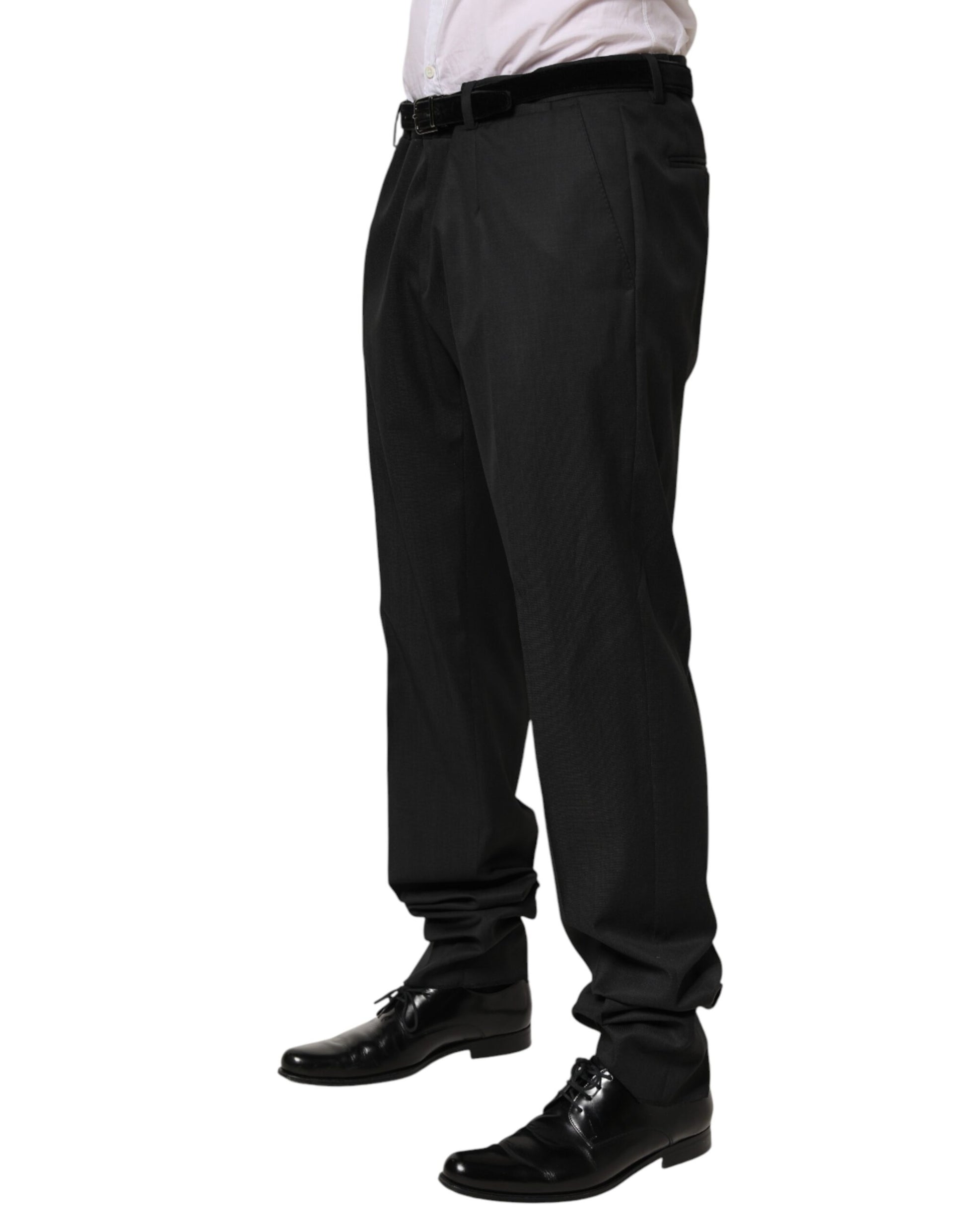 Pantalon de costume habillé noir en laine Dolce & Gabbana pour homme