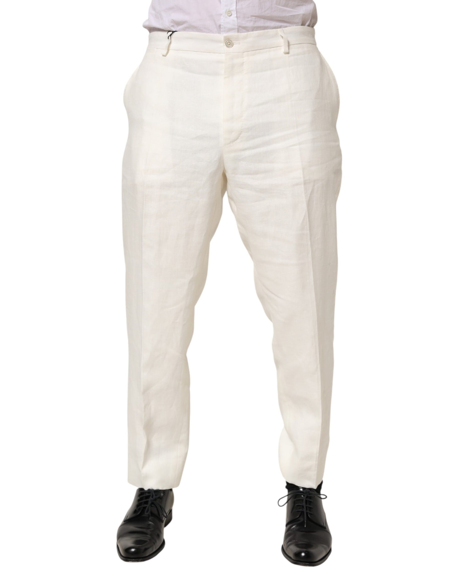 Pantalon de cérémonie en lin blanc Dolce & Gabbana pour homme