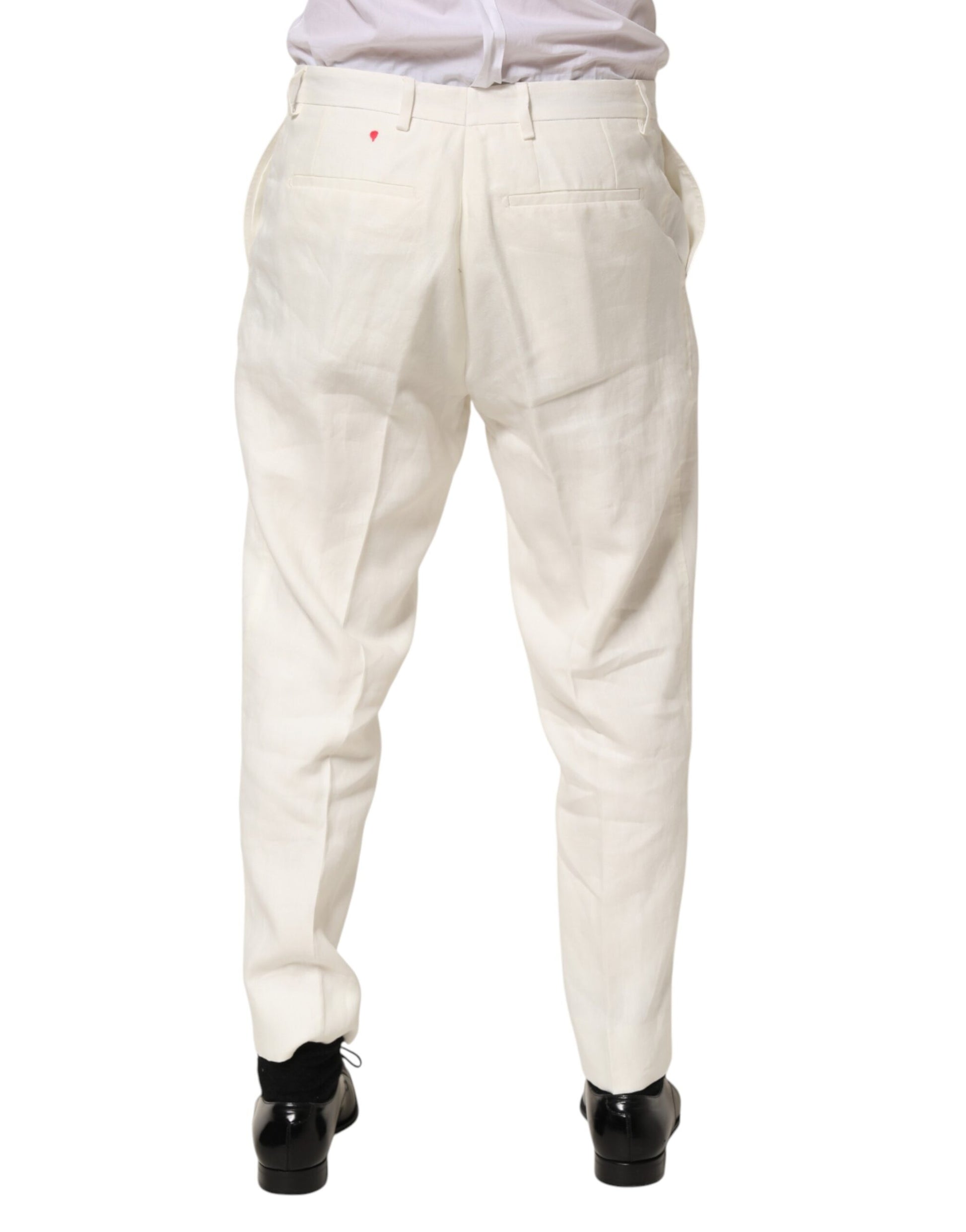 Pantalon de cérémonie en lin blanc Dolce & Gabbana pour homme