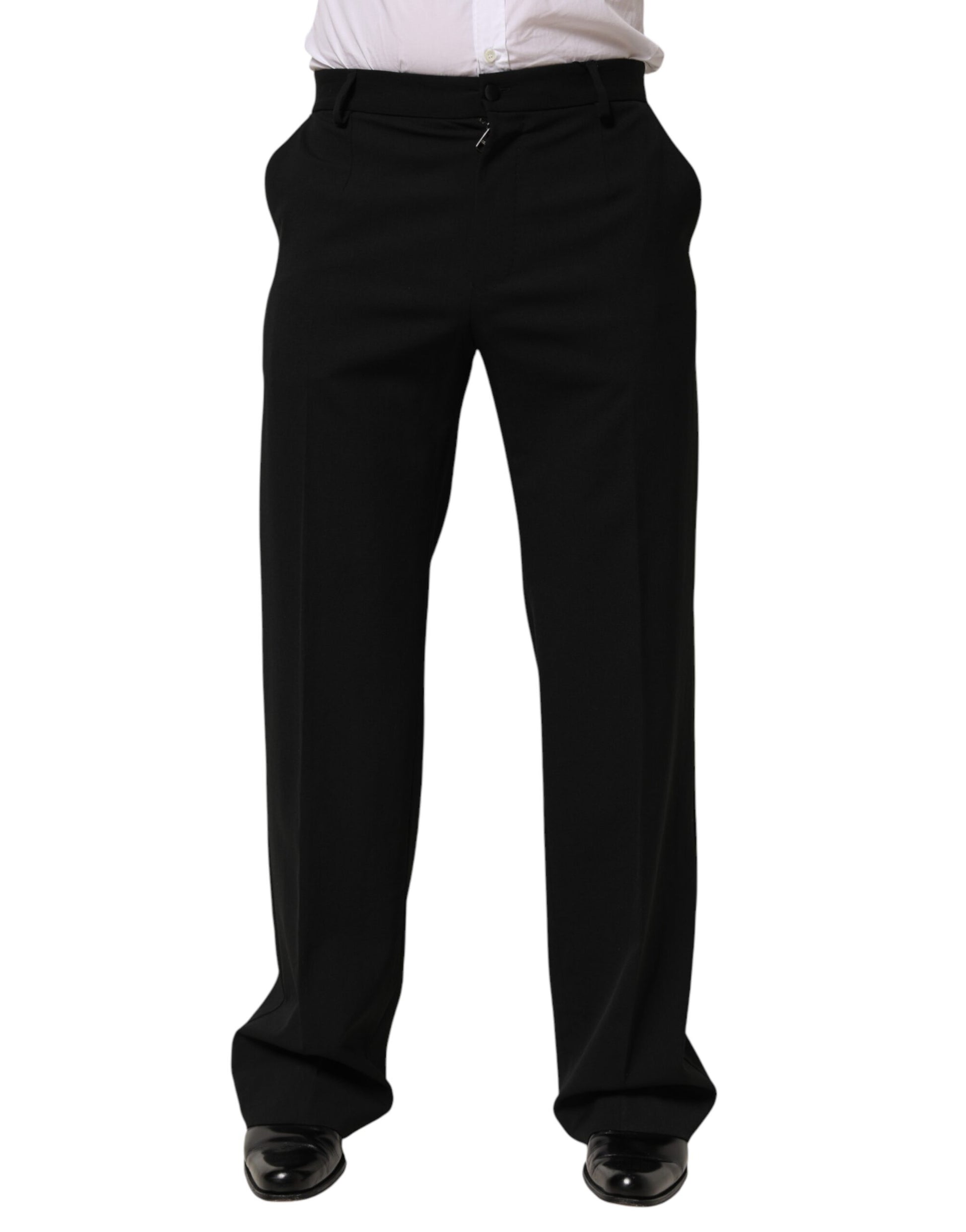 Pantalon de costume habillé noir en laine Dolce & Gabbana pour homme