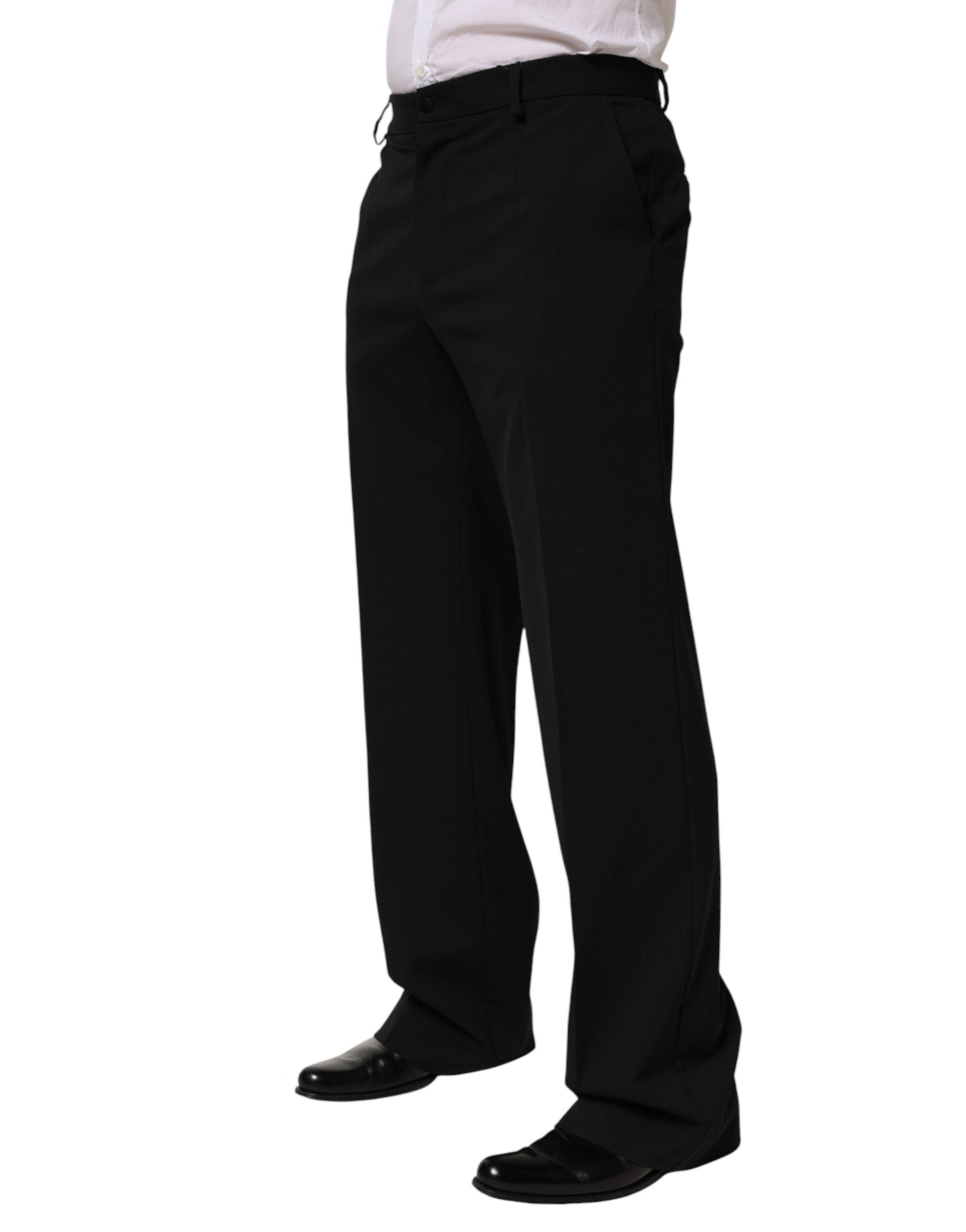 Pantalon de costume habillé noir en laine Dolce & Gabbana pour homme
