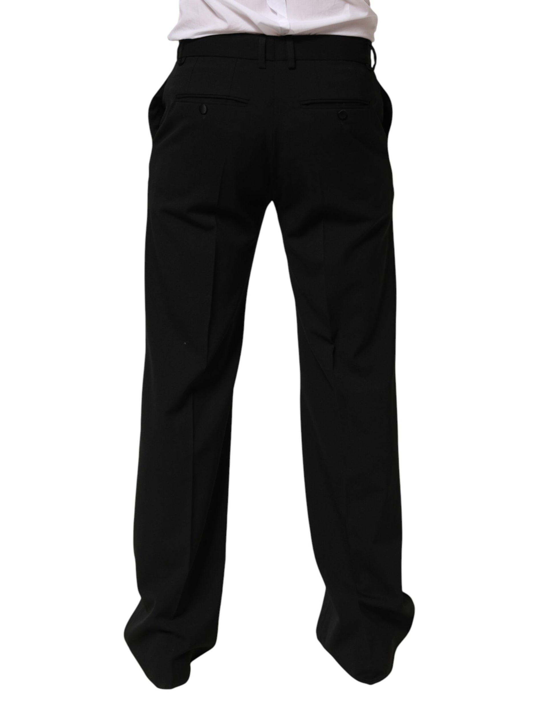 Pantalon de costume habillé noir en laine Dolce & Gabbana pour homme