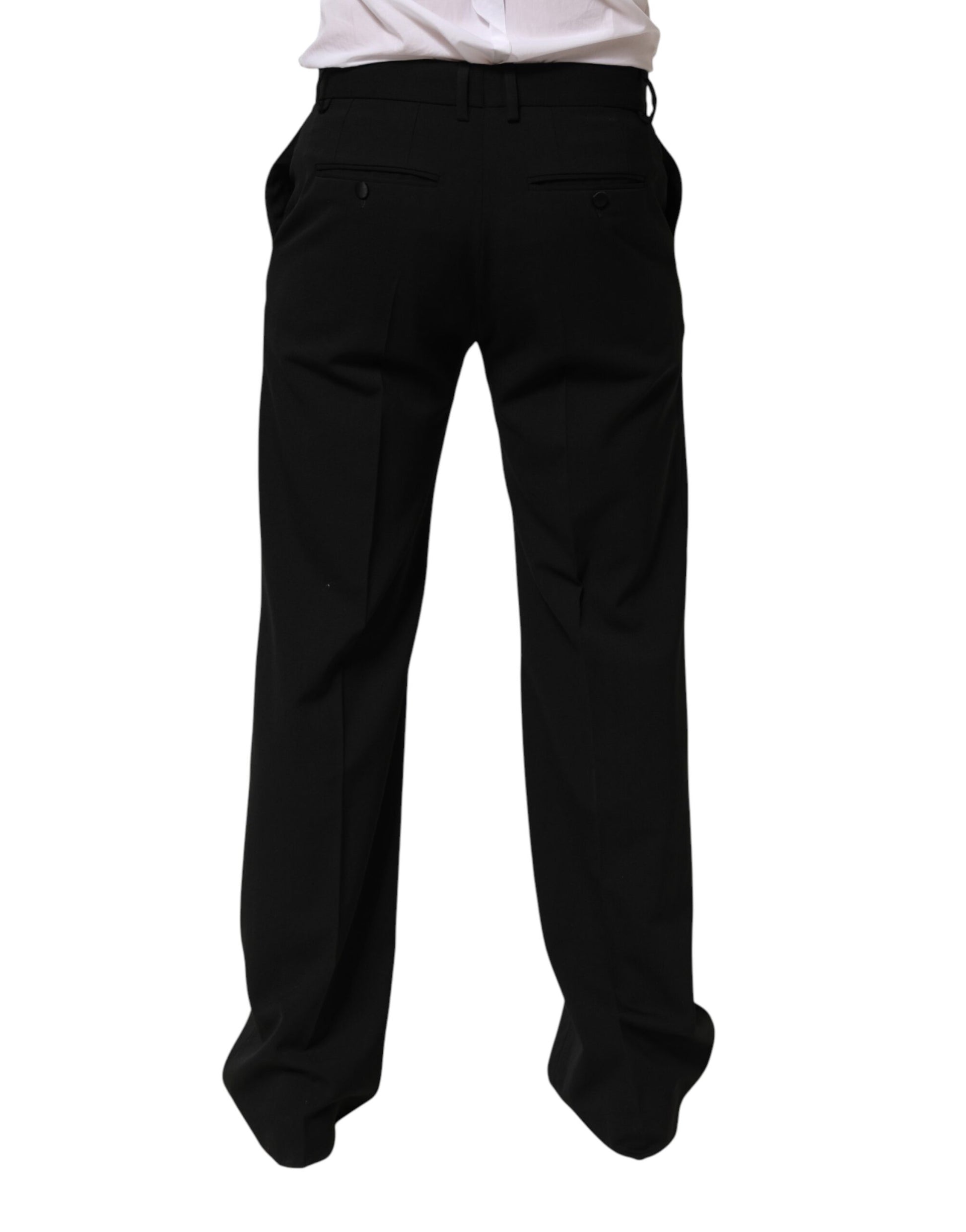 Pantalon de costume habillé noir en laine Dolce & Gabbana pour homme