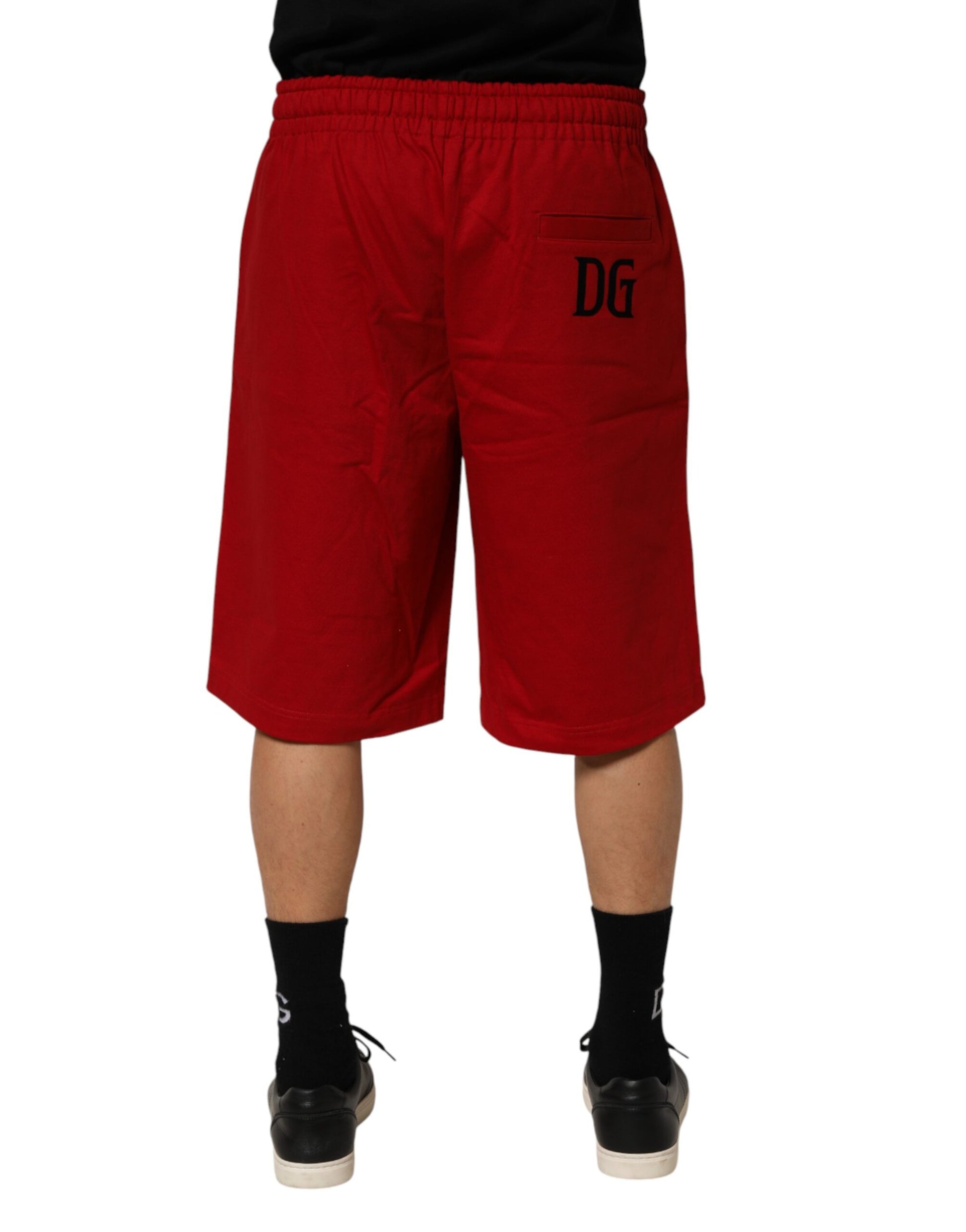 Pantalon bermuda Dolce & Gabbana rouge en coton taille mi-haute à cordon de serrage