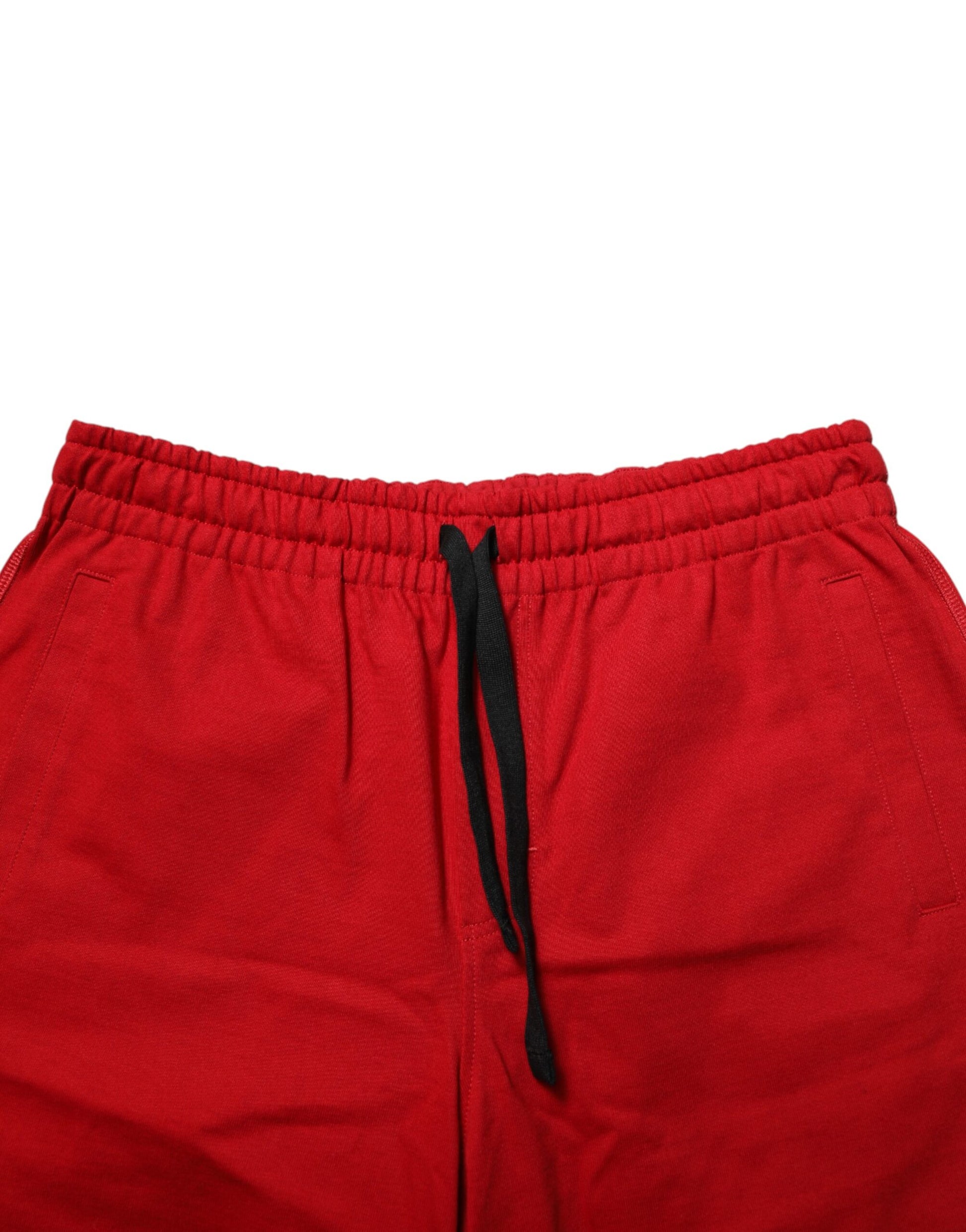 Pantalon bermuda Dolce & Gabbana rouge en coton taille mi-haute à cordon de serrage