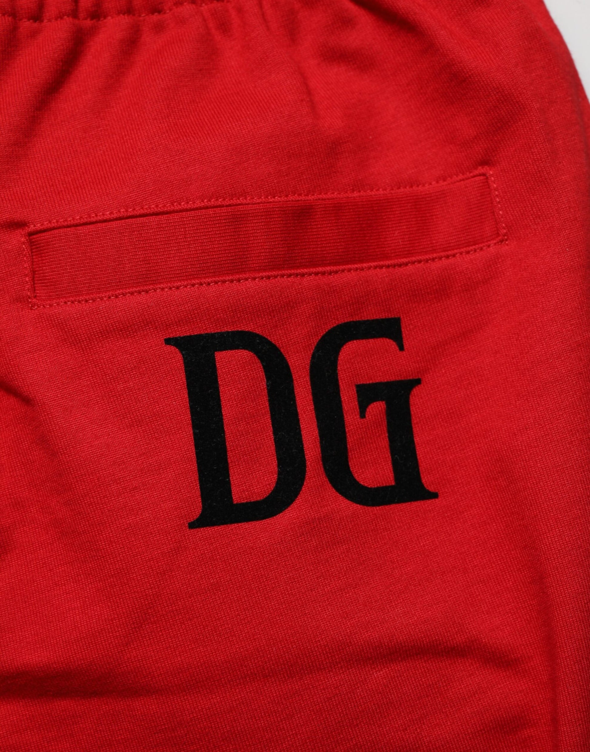Pantalon bermuda Dolce & Gabbana rouge en coton taille mi-haute à cordon de serrage