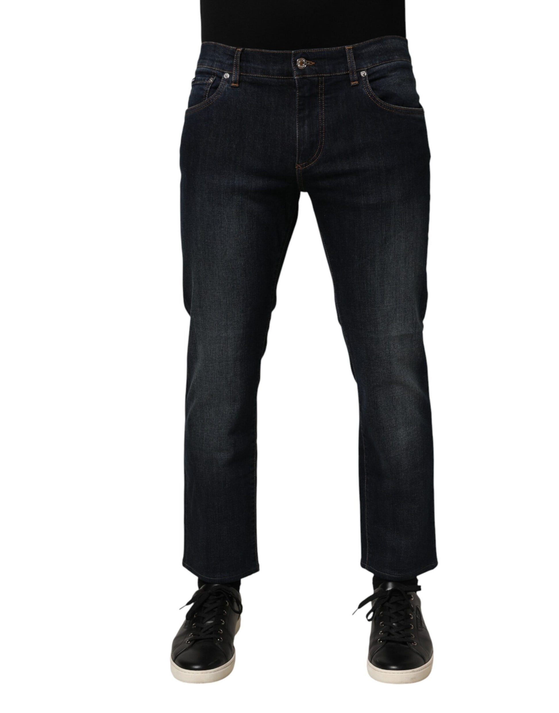 Jean slim en denim de coton bleu foncé Dolce & Gabbana pour homme