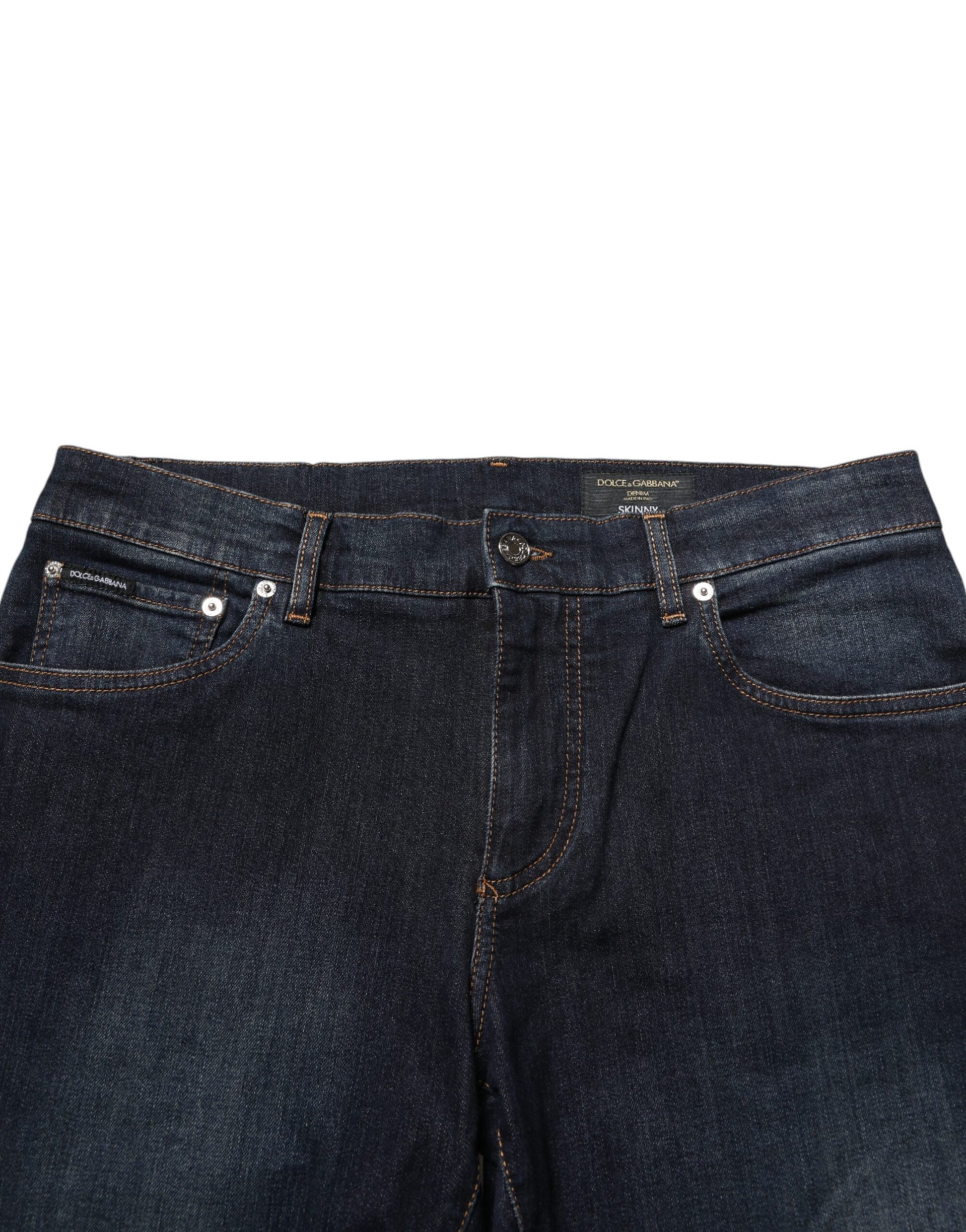 Jean slim en denim de coton bleu foncé Dolce & Gabbana pour homme